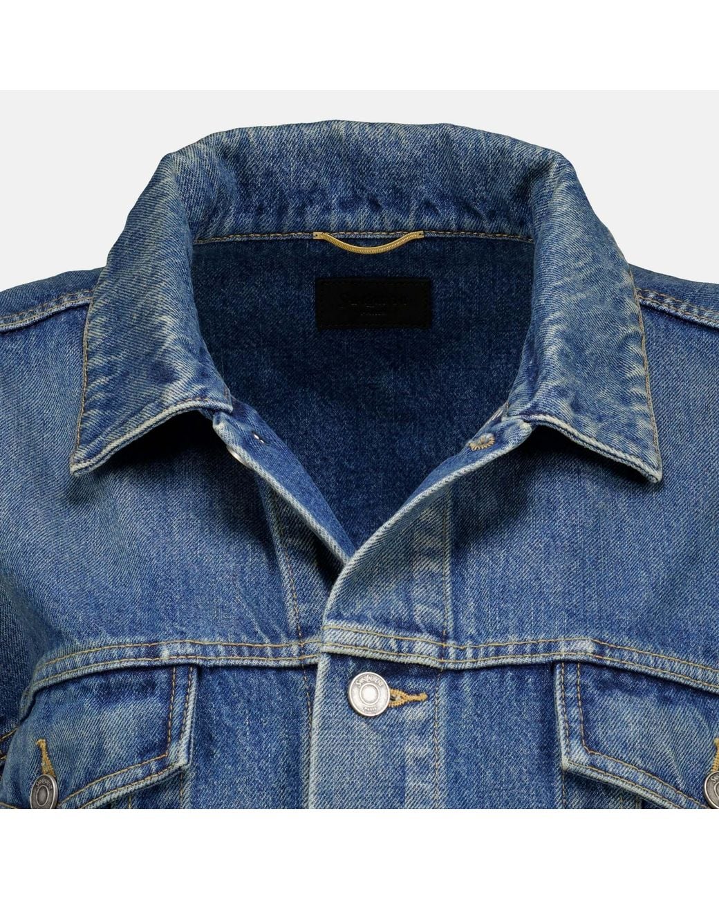 Saint Laurent Blue Button-Up Long-Sleeved Denim Jacket