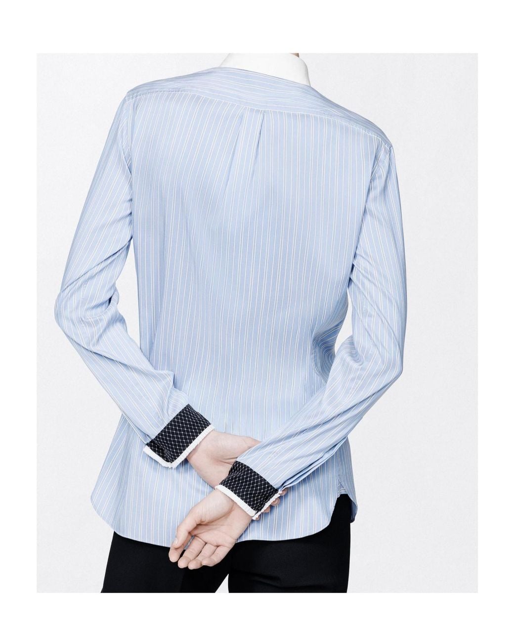 Tom Ford Blue Striped Silk Shirt With Contrast Details