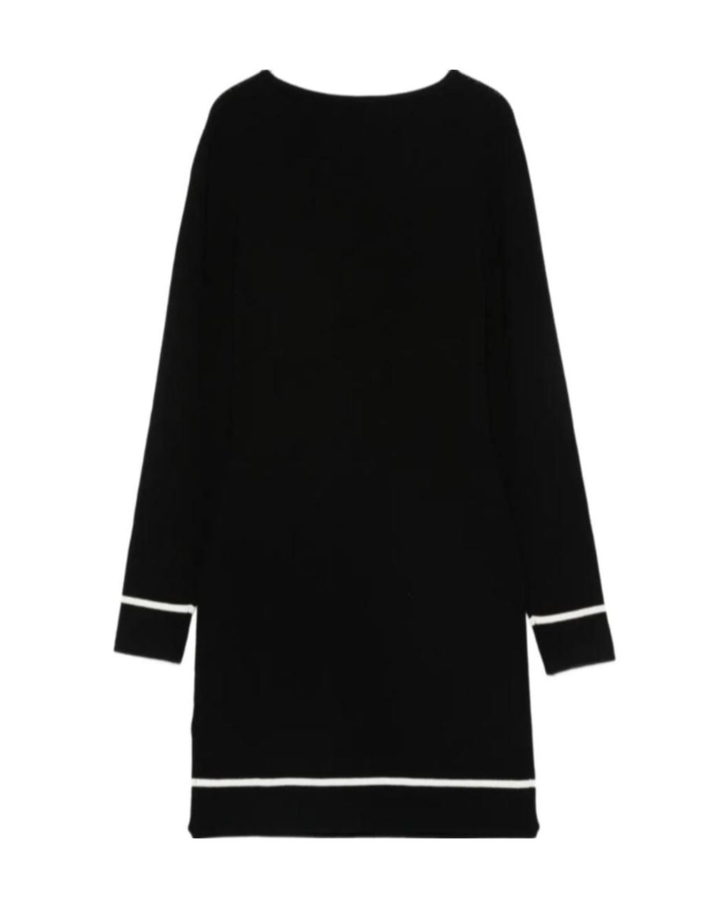 Liu Jo Black V-Neck Logo-Embellished Dress