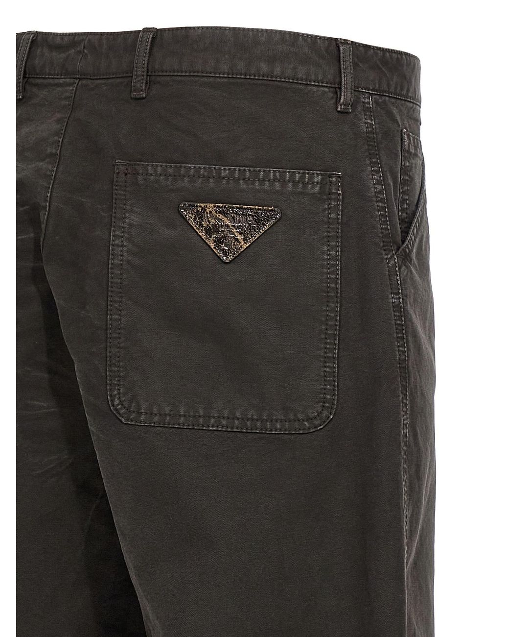 Prada Black Logo Detailed Wide-Leg Jeans for men