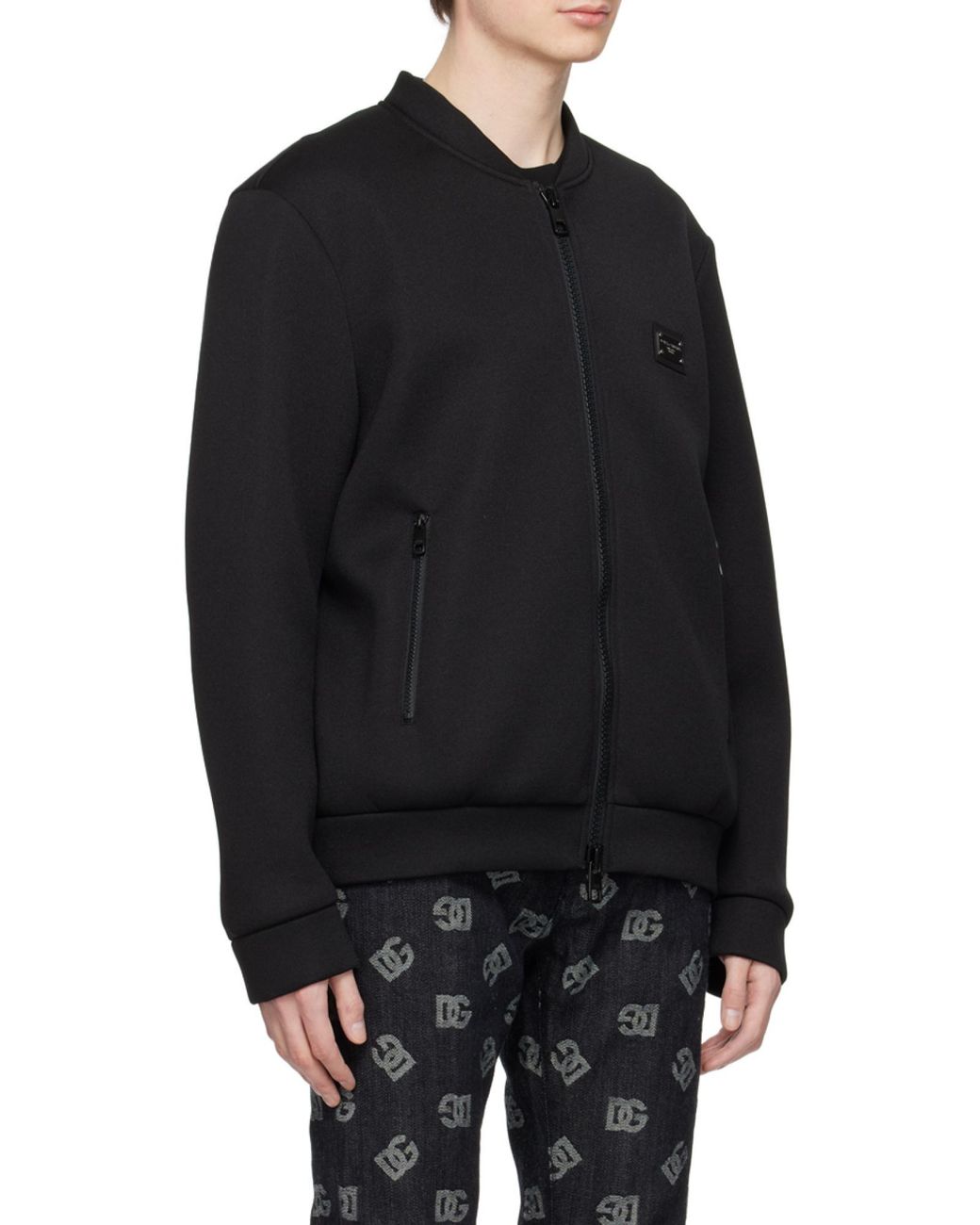 Dolce & Gabbana Black Logo-Plaque Technical Jacket for men