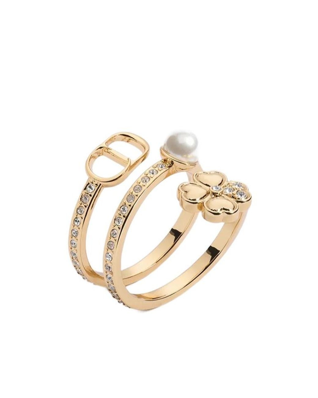 Dior Metallic Cd Pearly Clover Ring