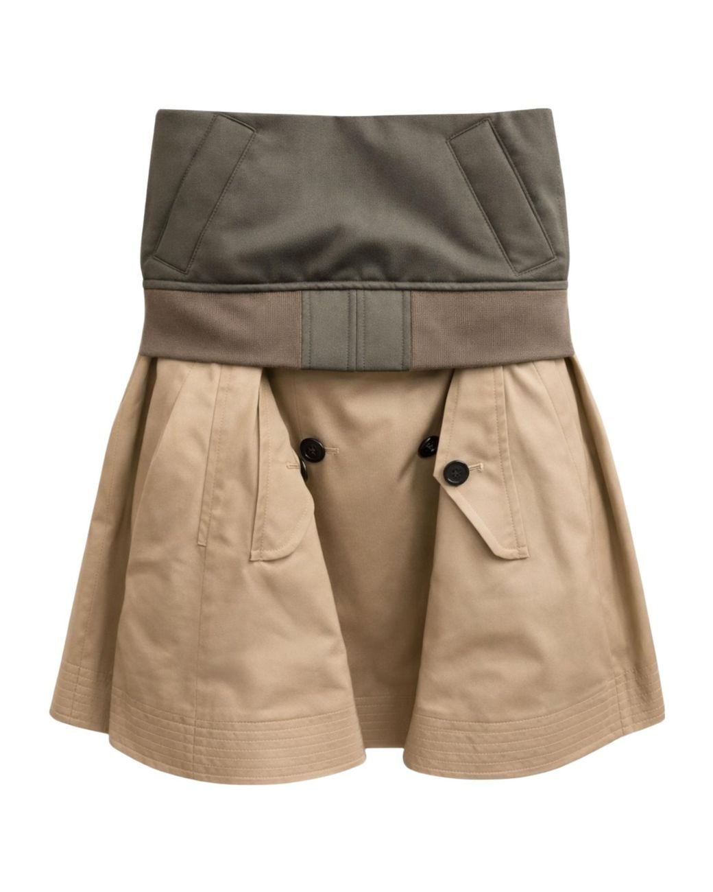 Sacai Natural Panelled Buttoned Skirt