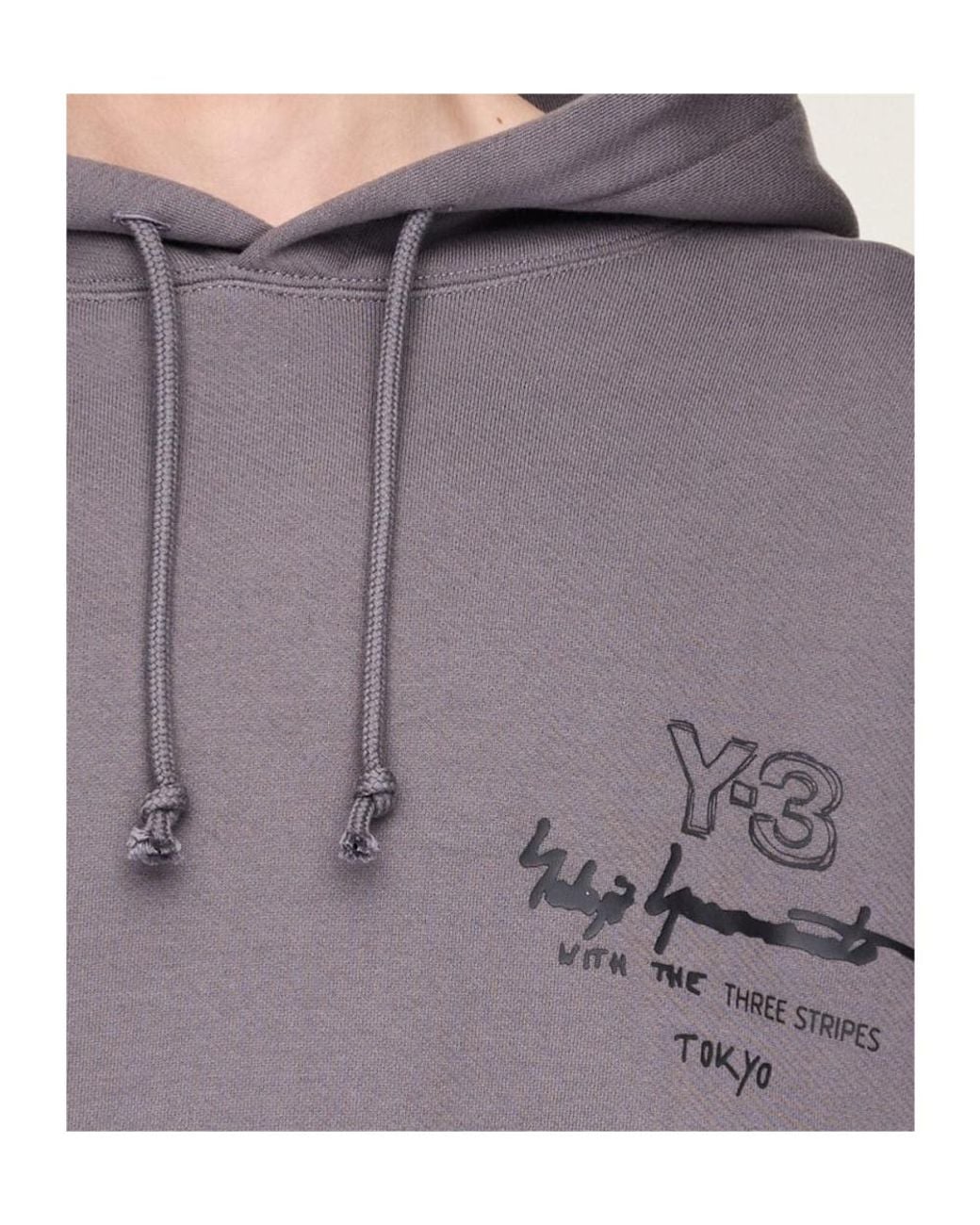 Y-3 Gray Graphic Ft Hoodie for men