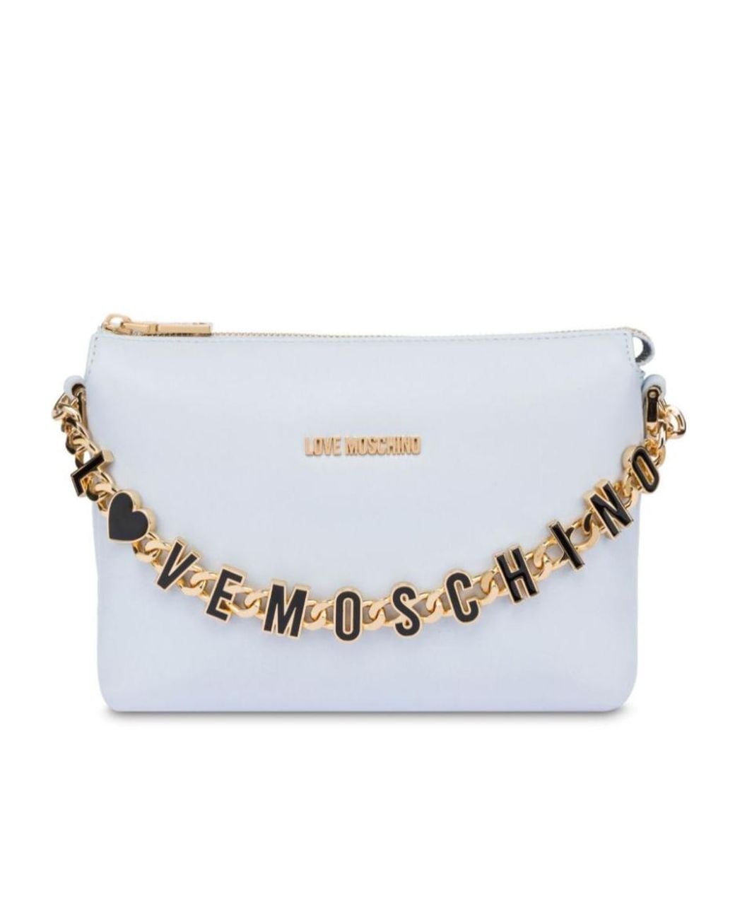 Moschino White Logo-Chain Cross Body Bag