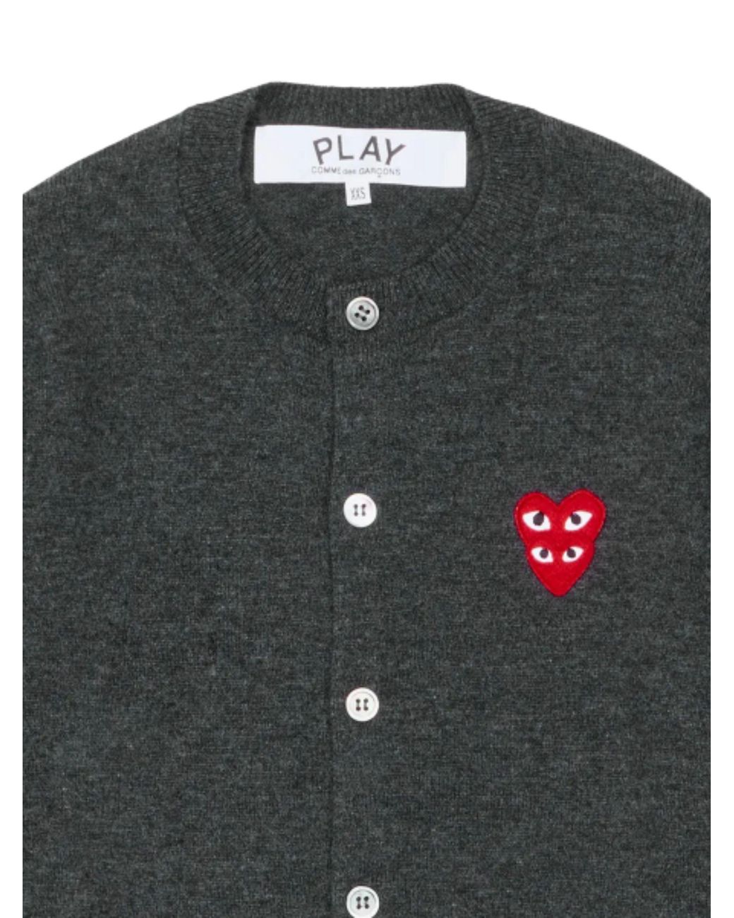 COMME DES GARÇONS PLAY Gray Heart-Patterned Cardigan for men