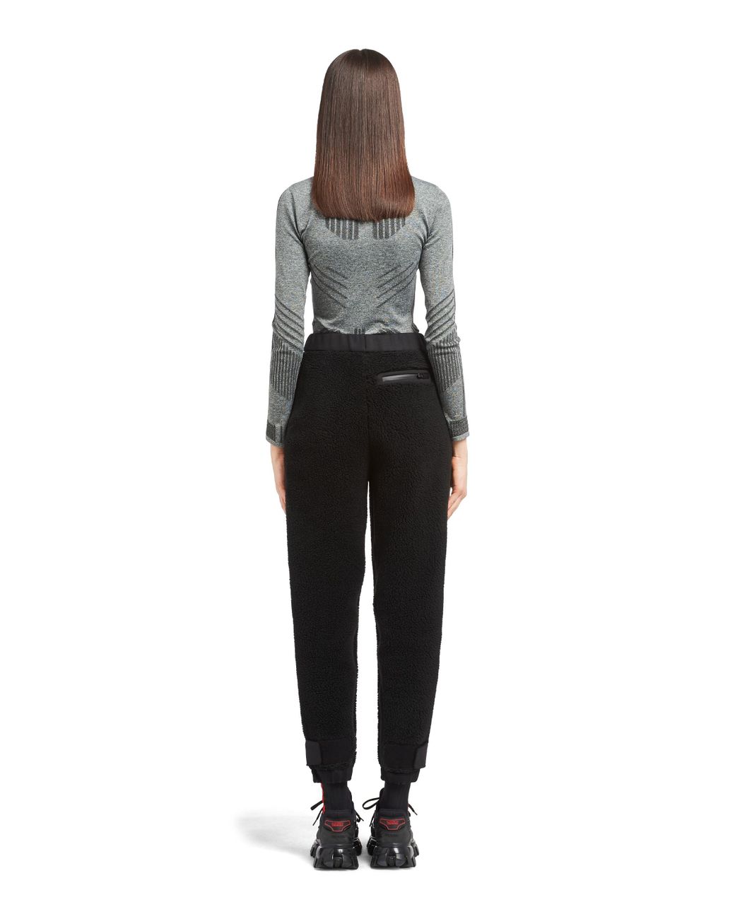 Prada Black Fleece And Recycled Technical Fabric Joggers