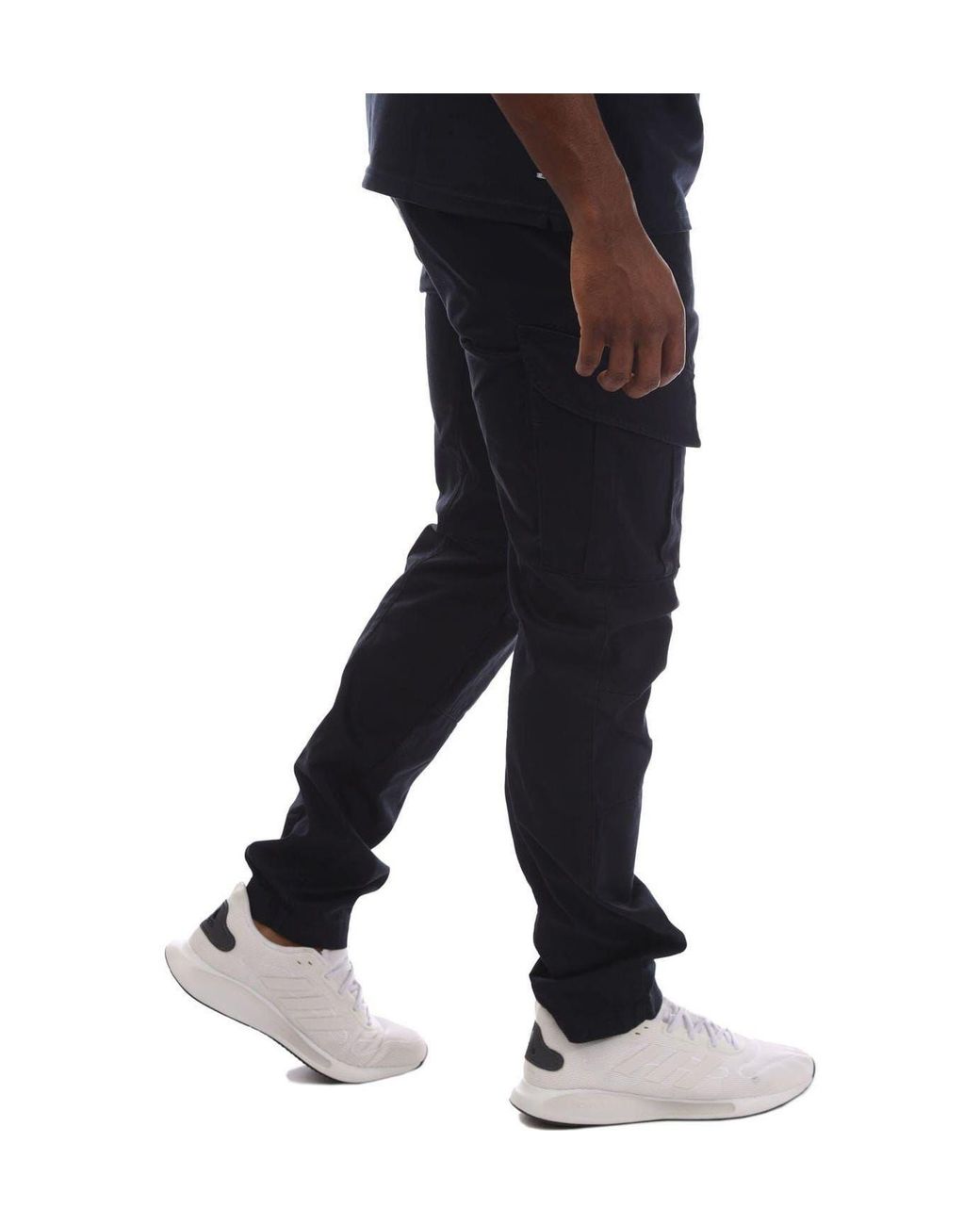 C P Company Black Stretch Sateen Lens Cargo Pants for men
