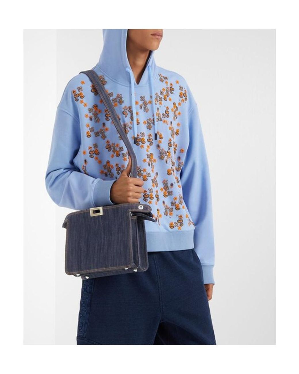 Fendi Blue Peekaboo Iseeu Mini Denim Tote Bag for men
