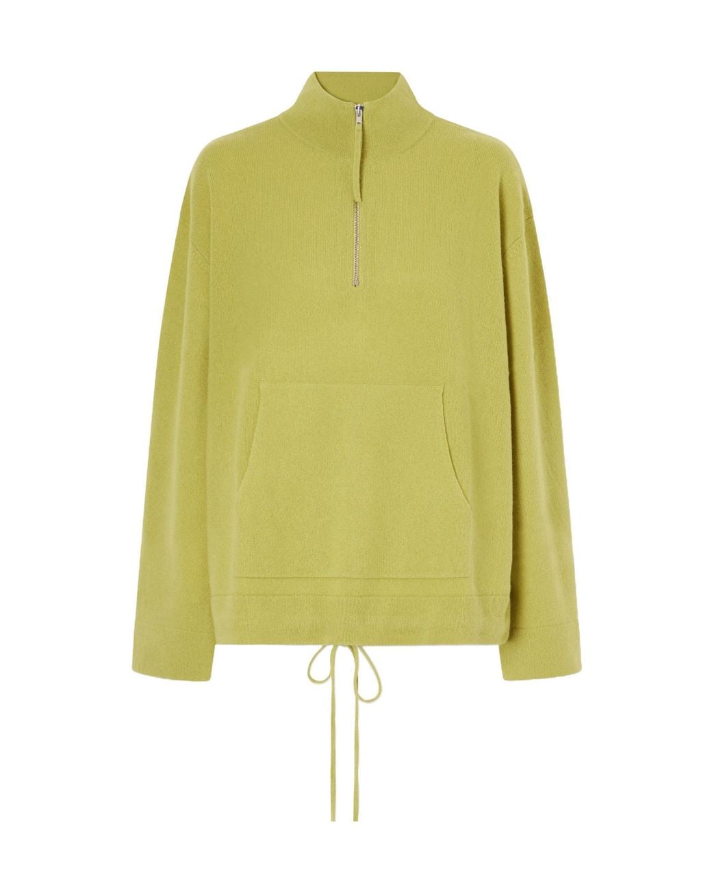 Leset Yellow Drawstring Wool Half-Zip Sweatshirt