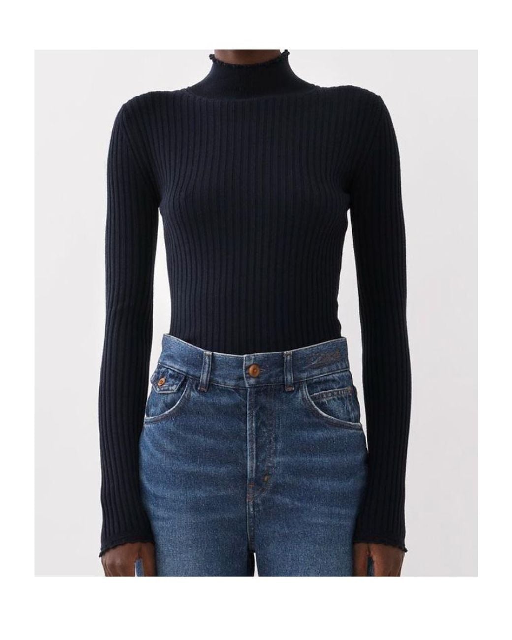 Chloé Blue Chloé High-Neck Knitted Jumper