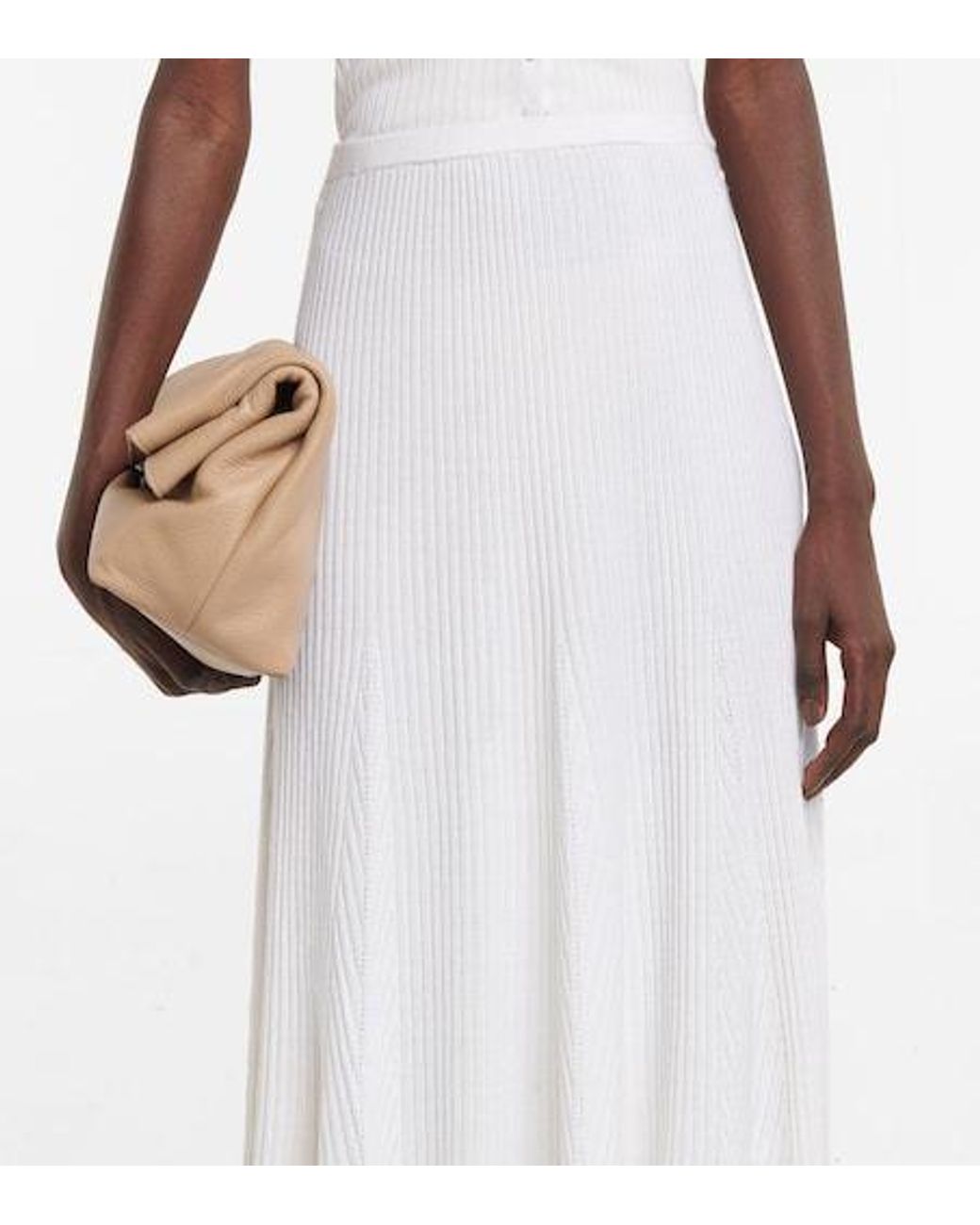 Gabriela Hearst White Meda Silk And Cashmere Midi Skirt