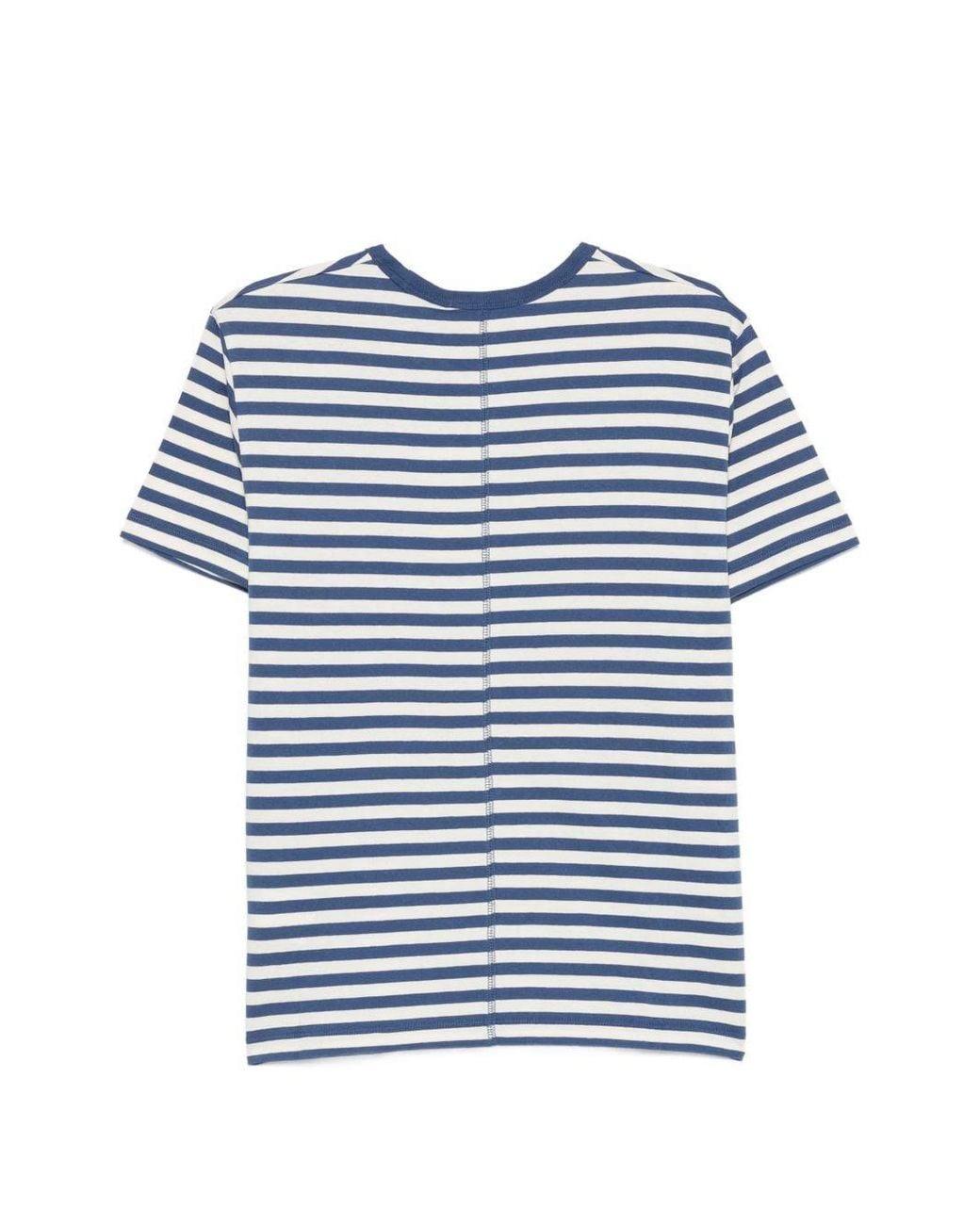 DUNST Blue Striped Cotton T-Shirt