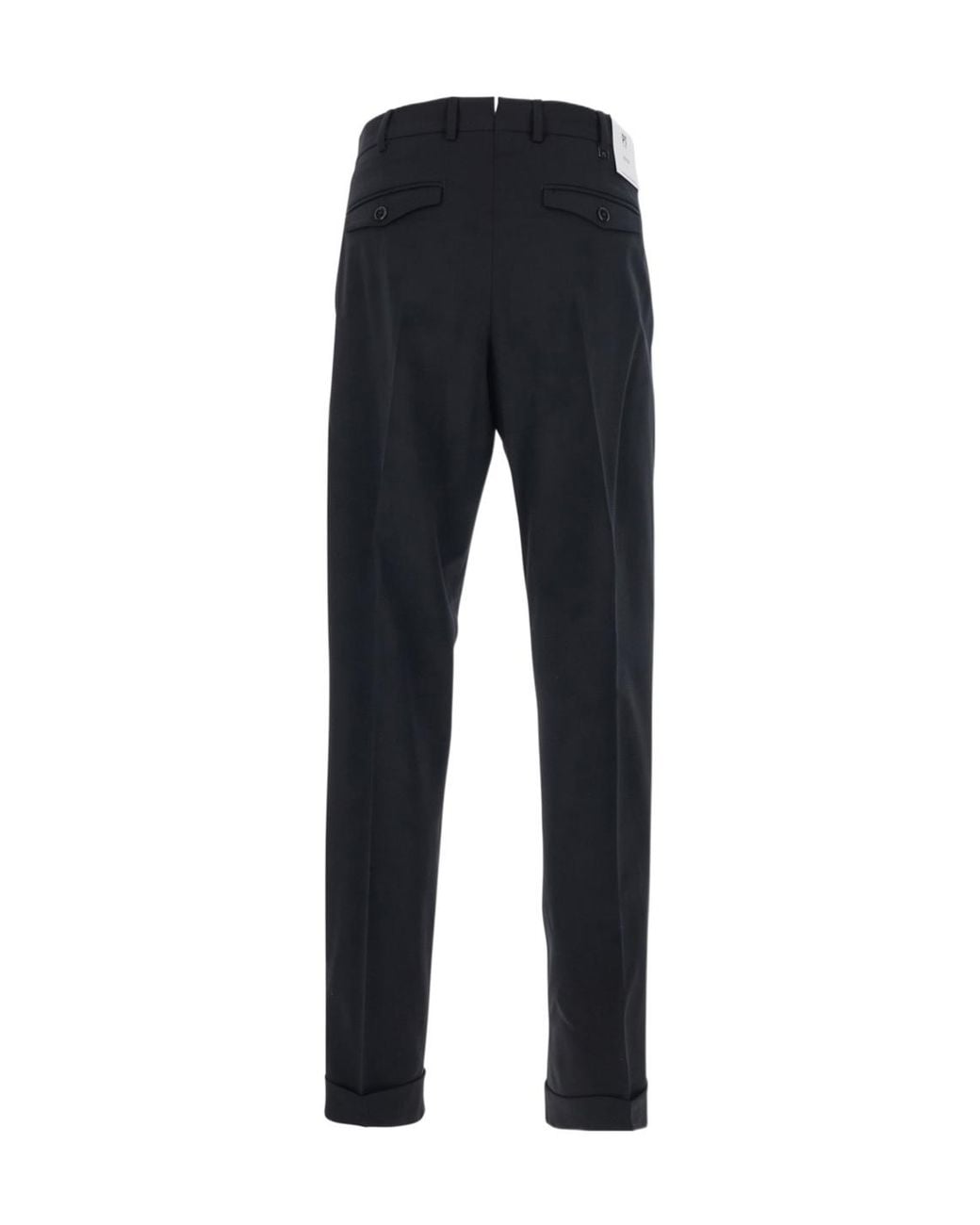 Pt Pantaloni Black Pt Torino Turn-Up Wool Stretch Pants for men