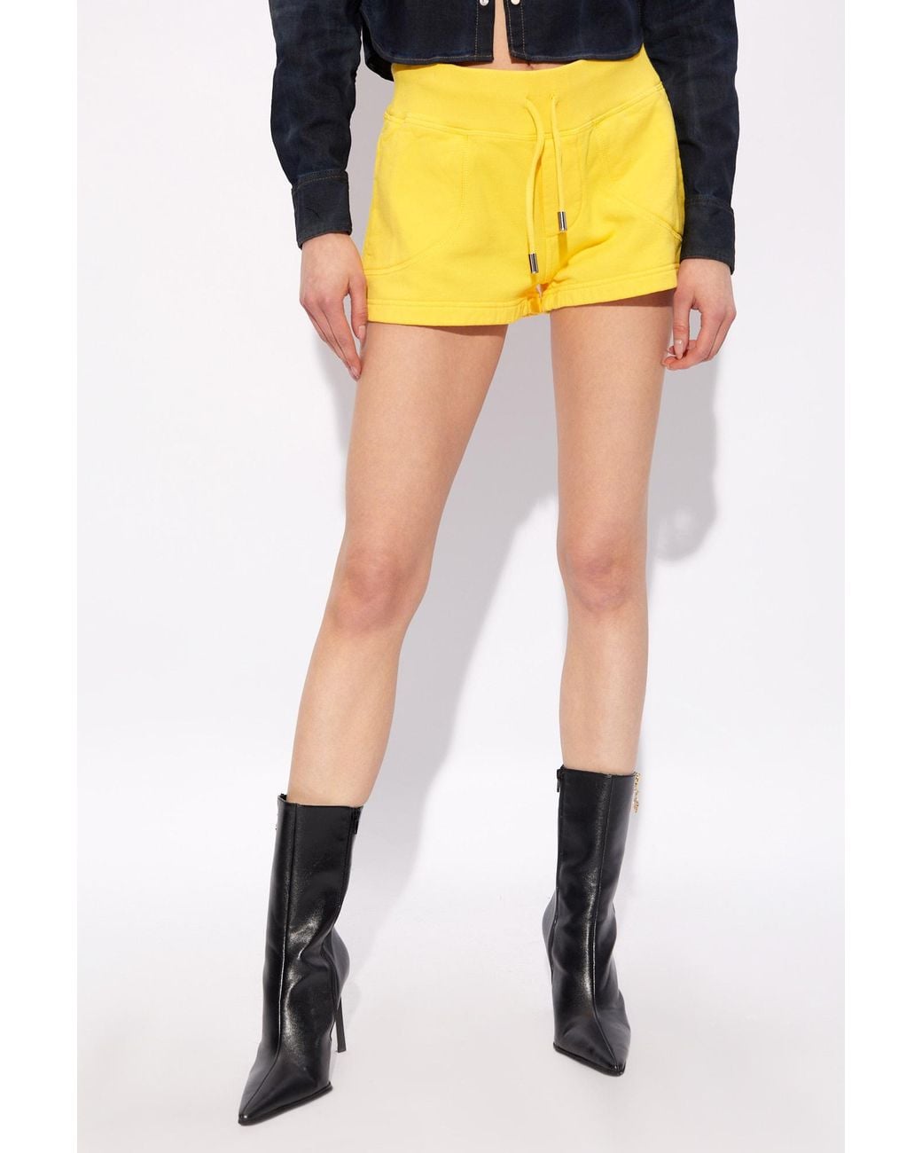 DSquared² Yellow Logo Patch Drawstring Shorts