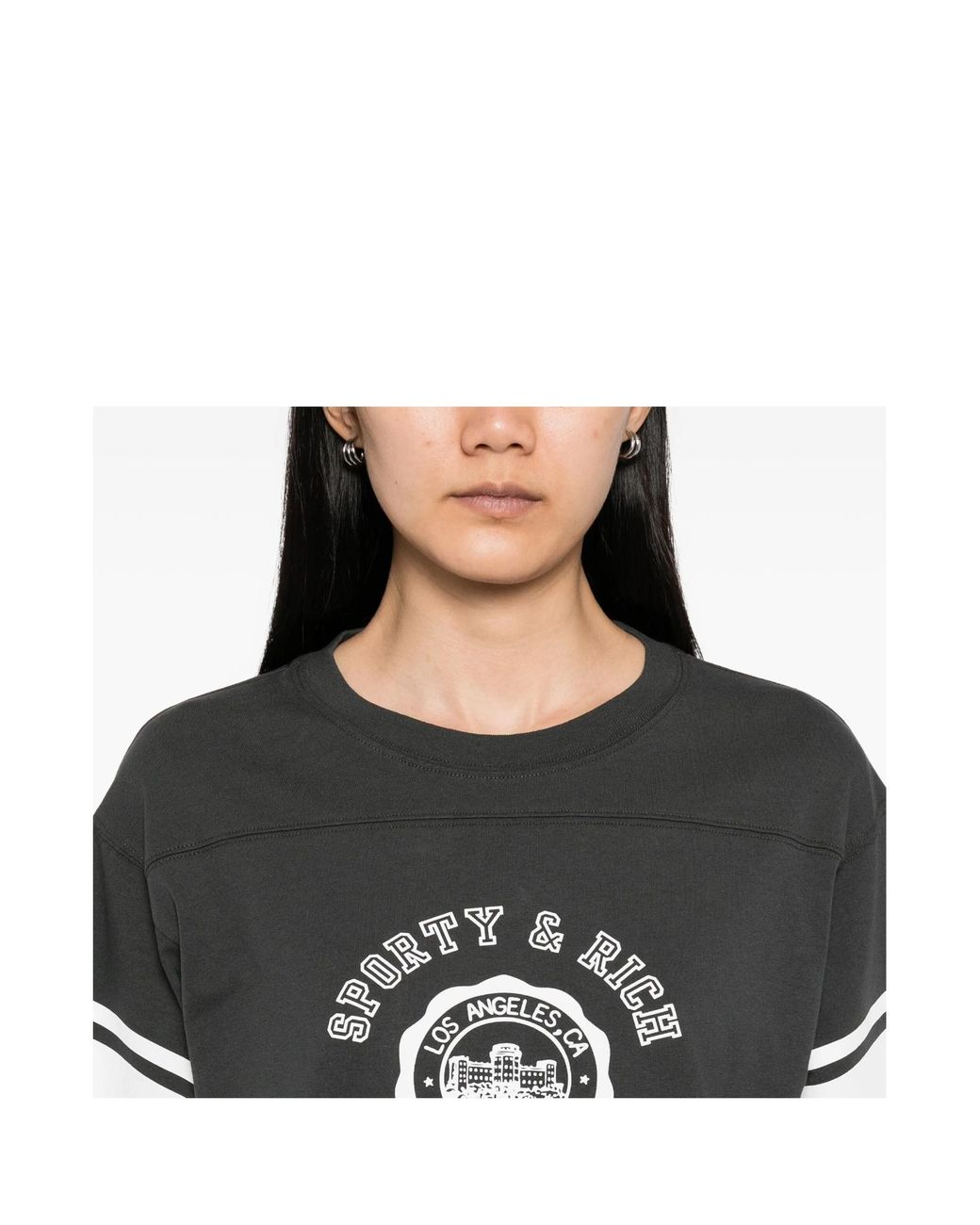 Sporty & Rich Black Logo-Print T-Shirt
