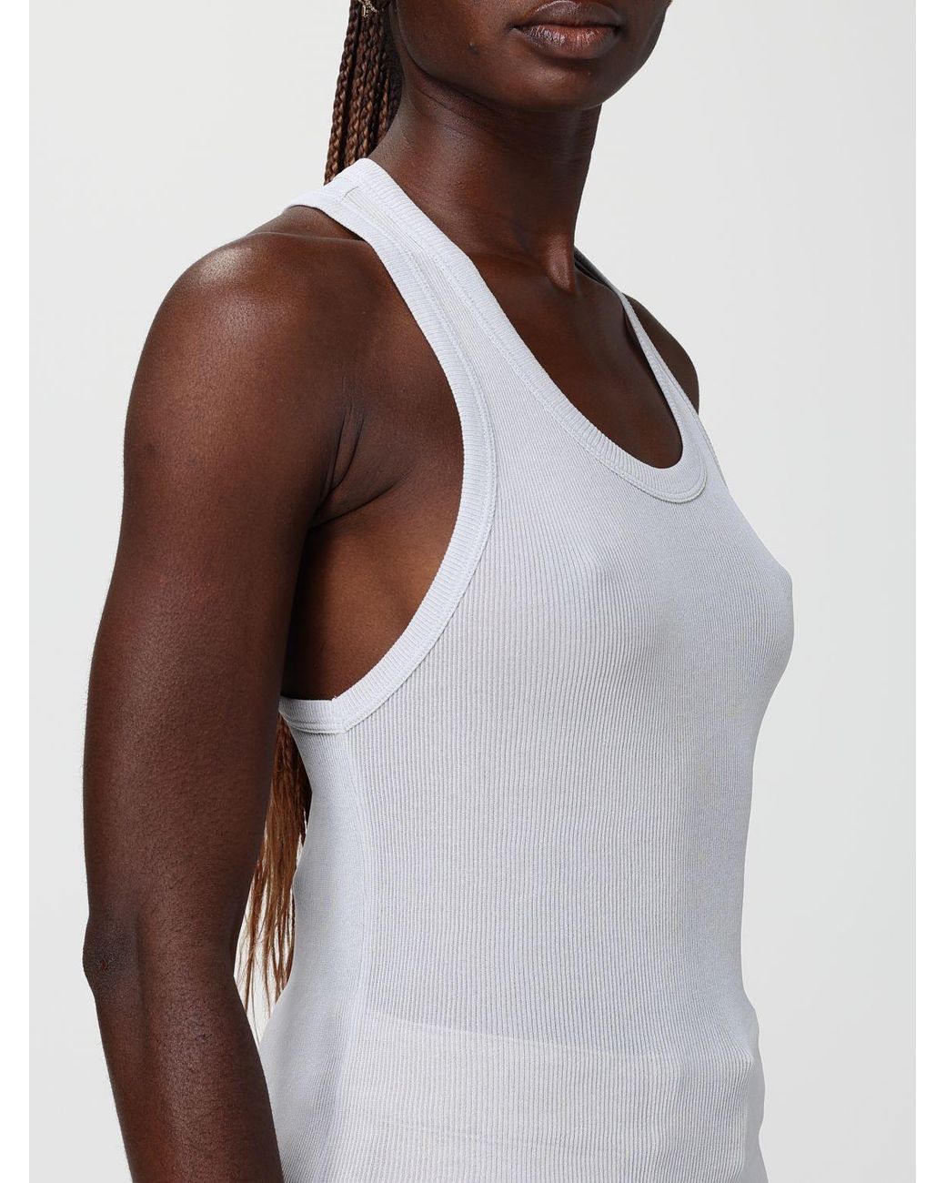 Acne White Ribbed Vest Top