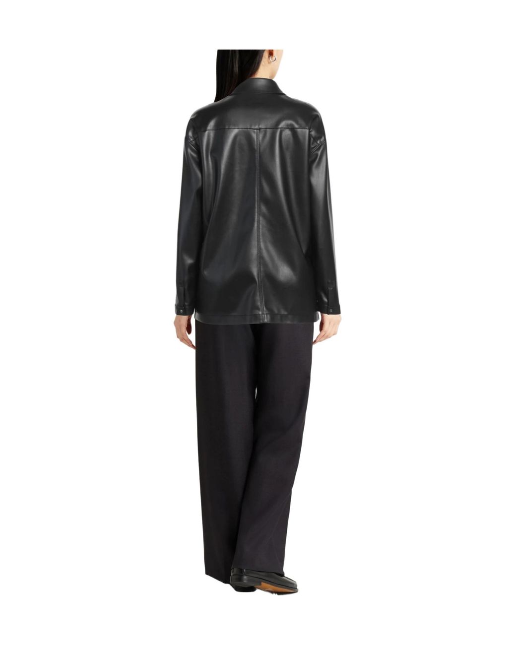 Max Mara Black Solid-Color Shirt Jacket