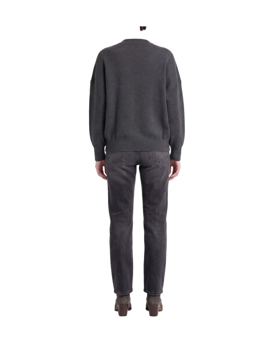 Isabel Marant Gray Two-Tone Jacquard Knit Sweater