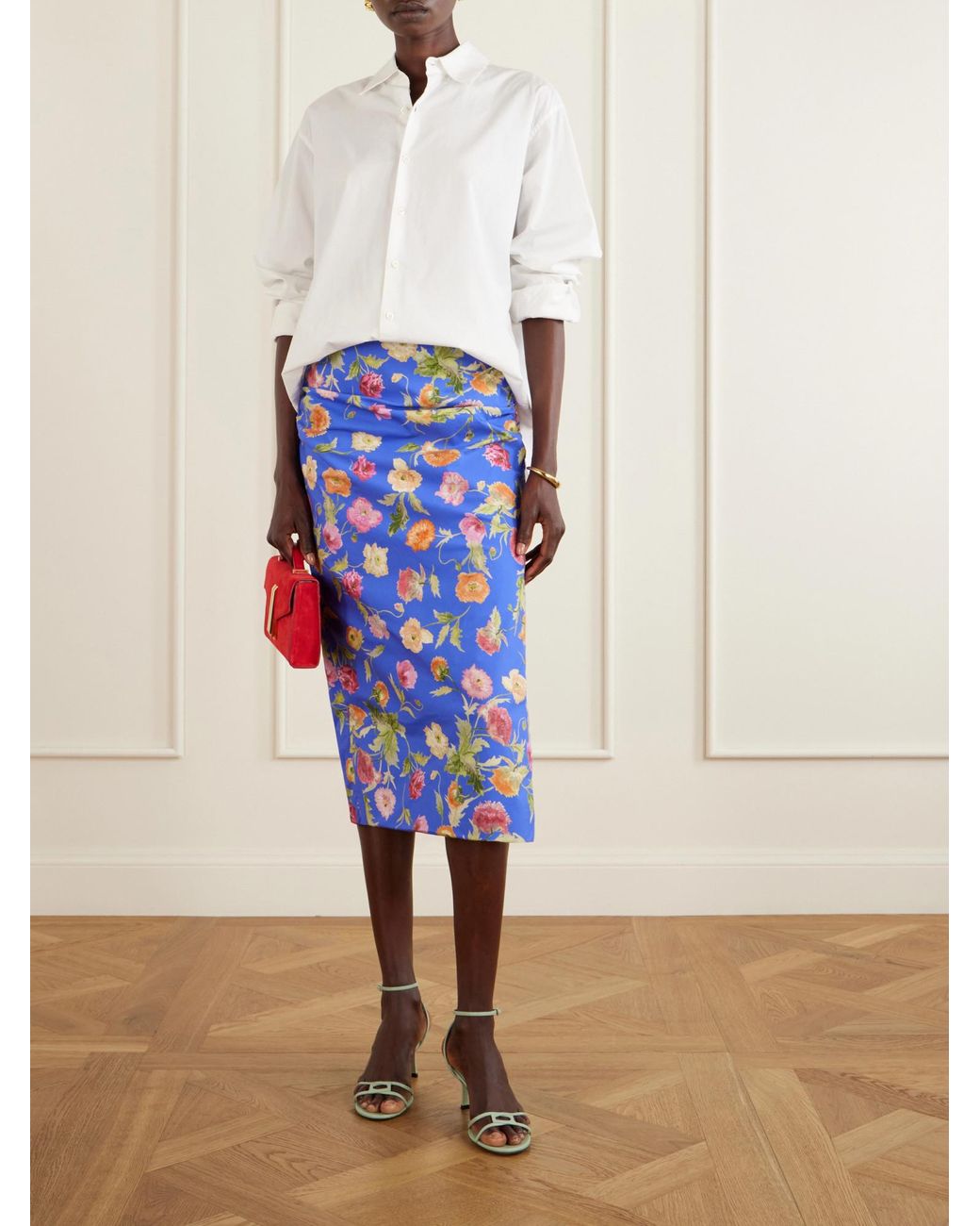 Carolina Herrera Blue Colorful Floral Dress