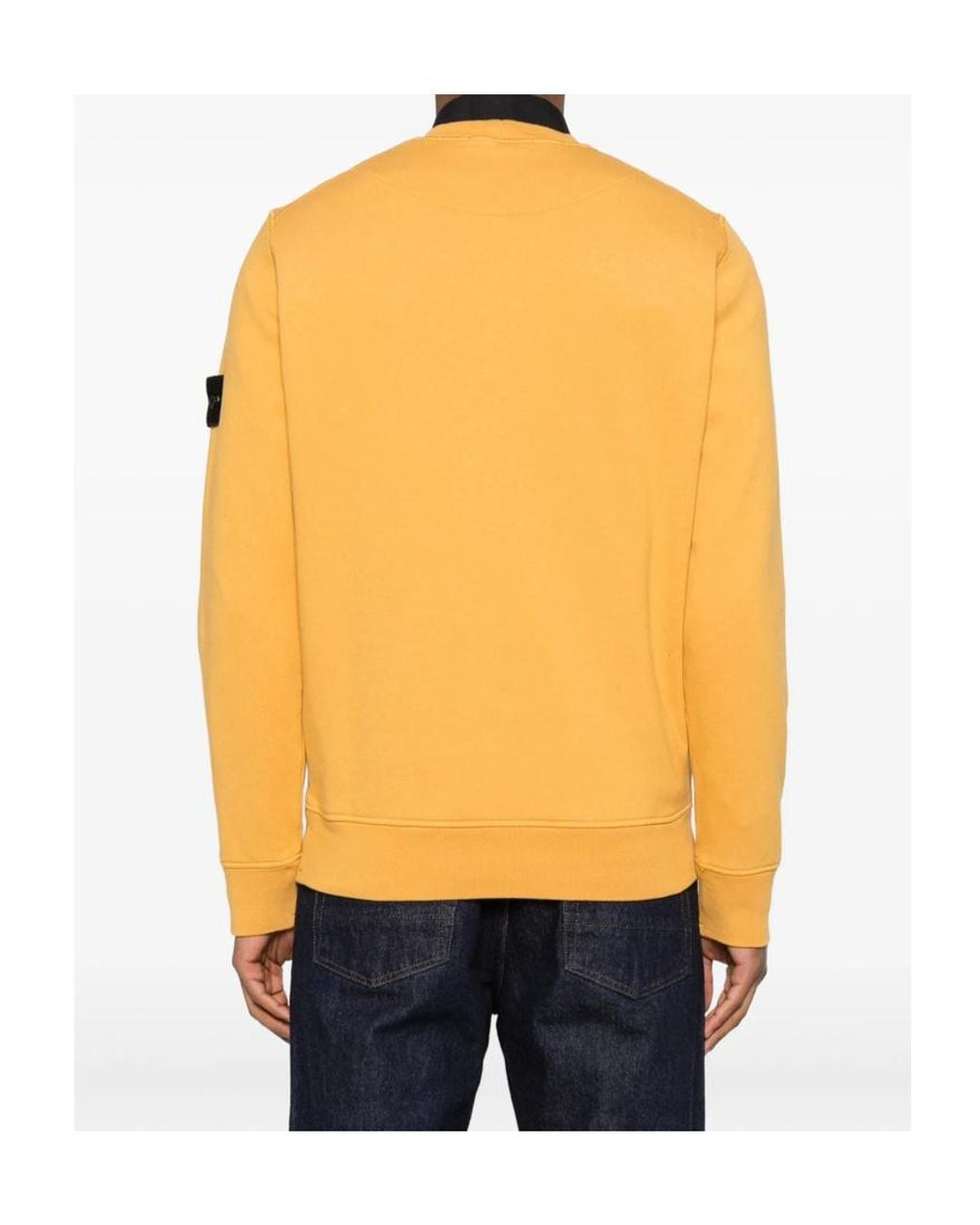 Stone Island Orange Logo Patch Crewneck Sweatshirt for men