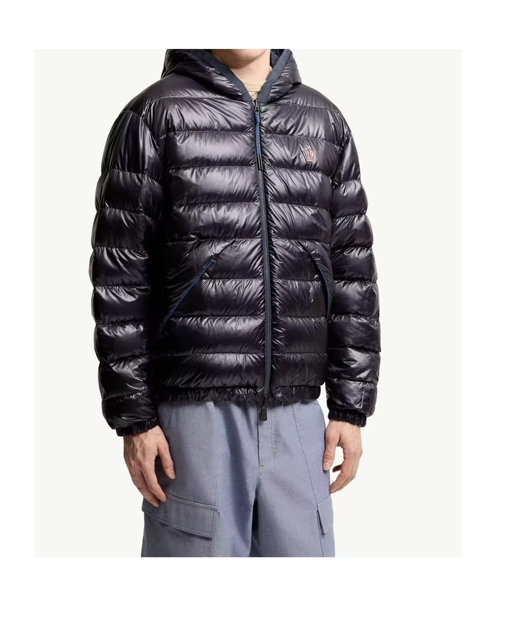 Moncler Blue Grenoble Logo Patch Reversible Jacket for men
