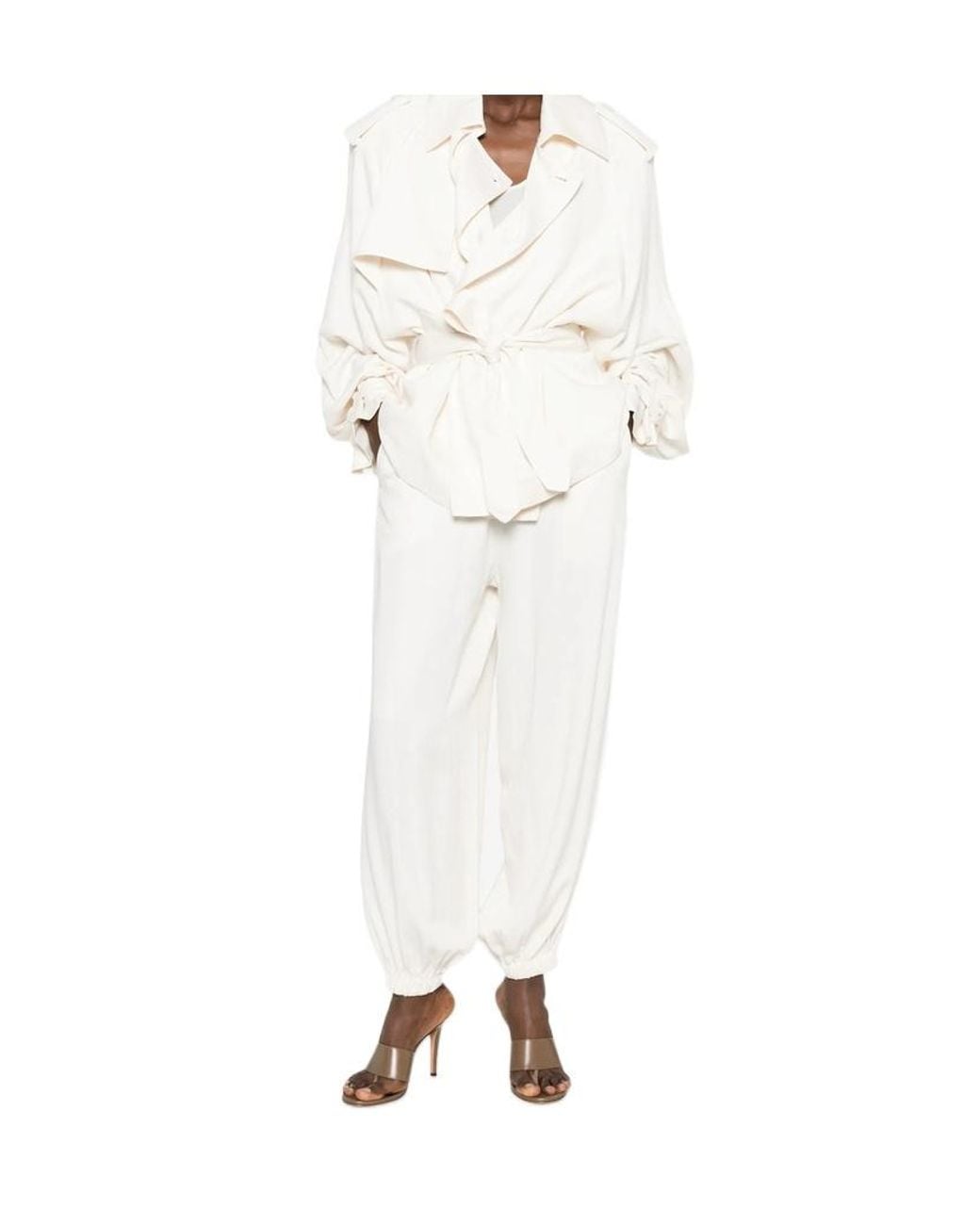 Frankie Shop White Elastic Waist Casual Pants