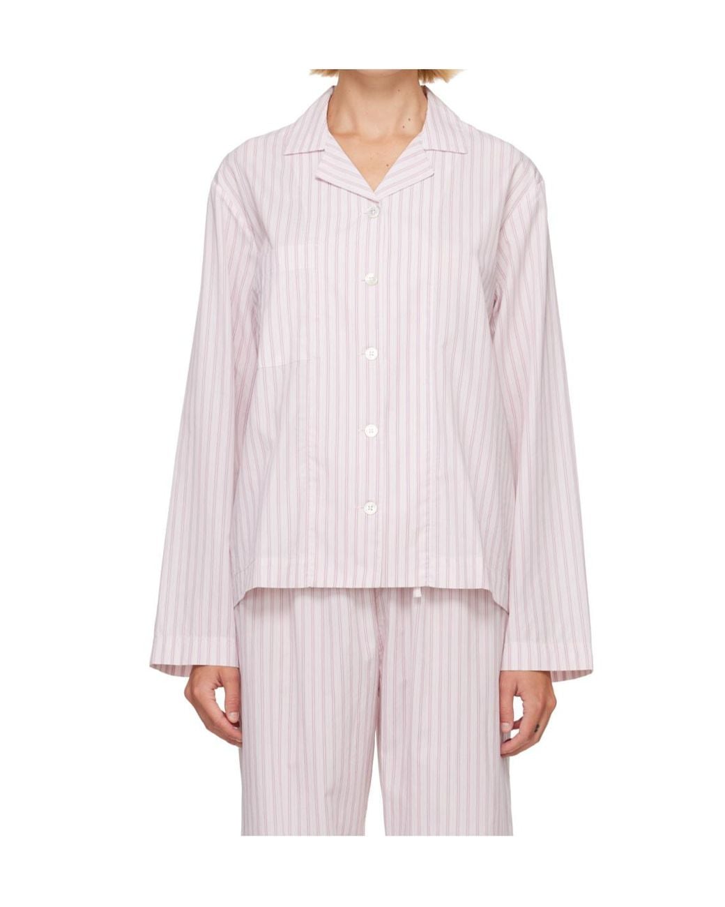 Tekla White Striped Pajamas