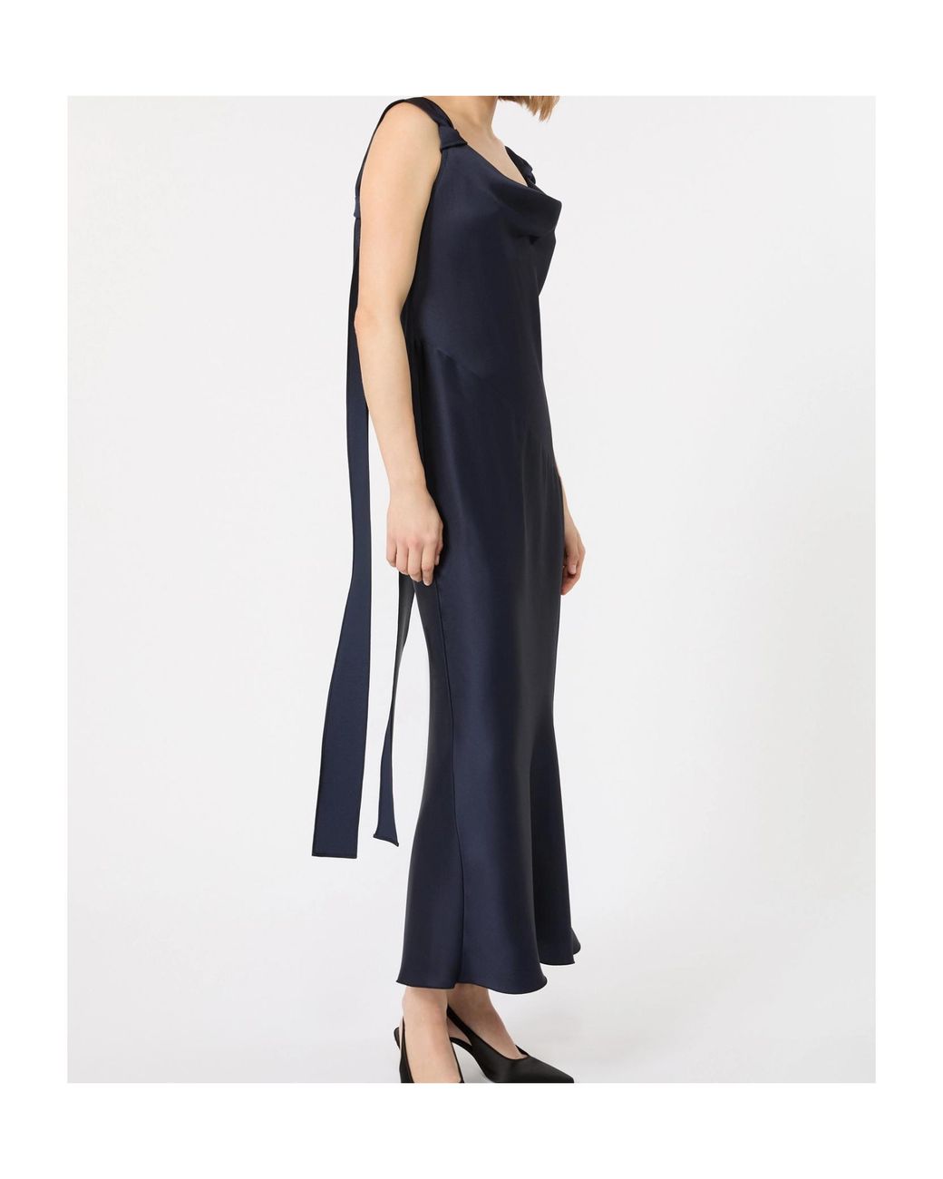 Max Mara Blue Envers Satin Slip Dress