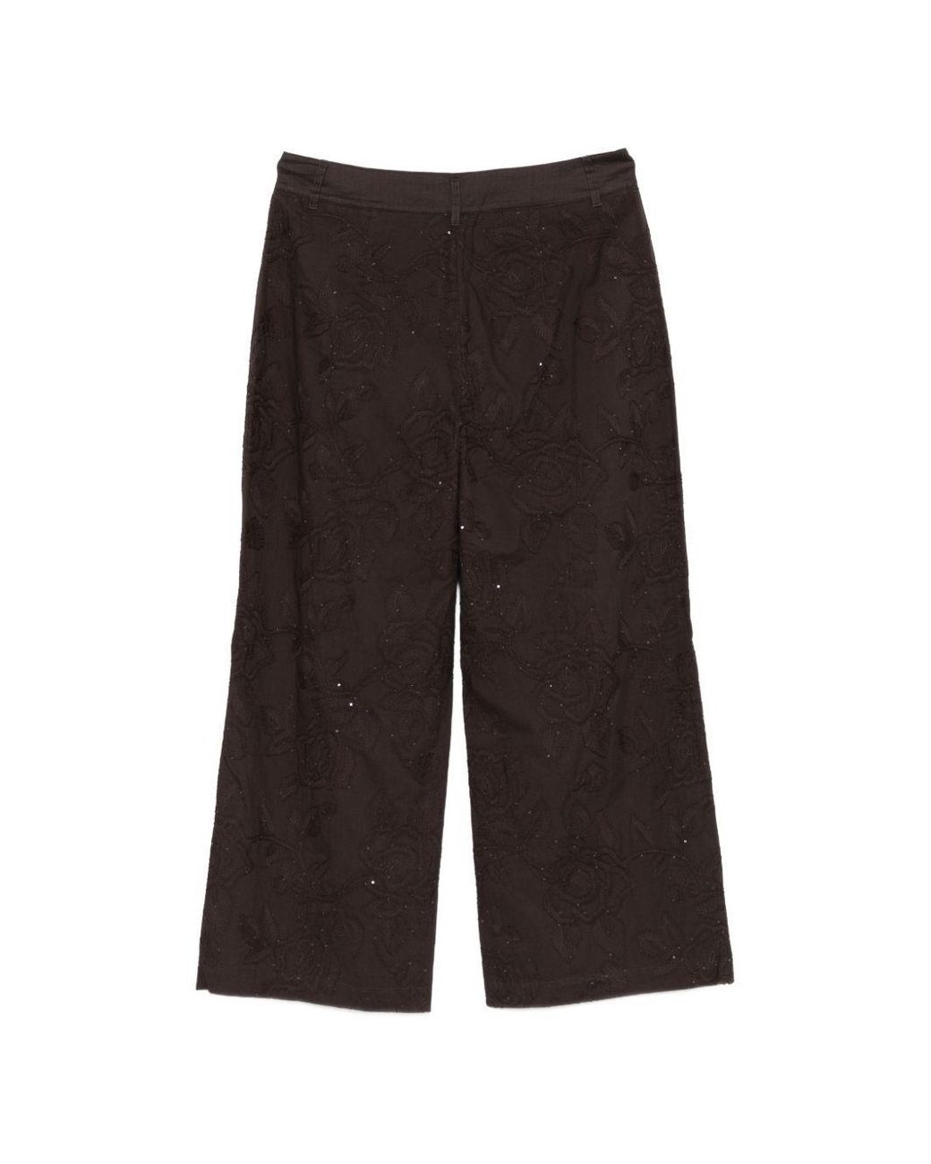 Liu Jo Black Floral-Embroidered Trousers