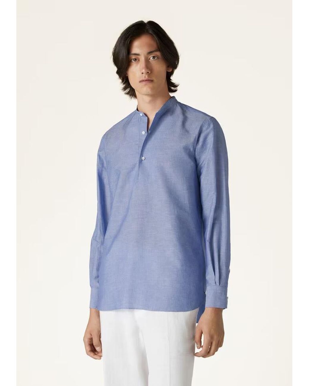 Loro Piana Blue Elia Striped Shirt for men