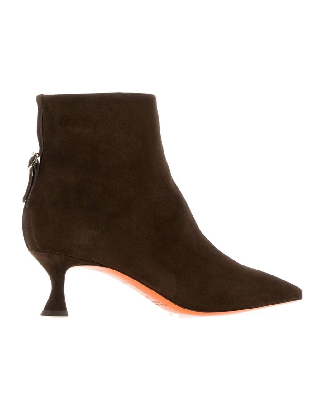 Santoni Brown Giulie Kitten Heel Ankle Boots