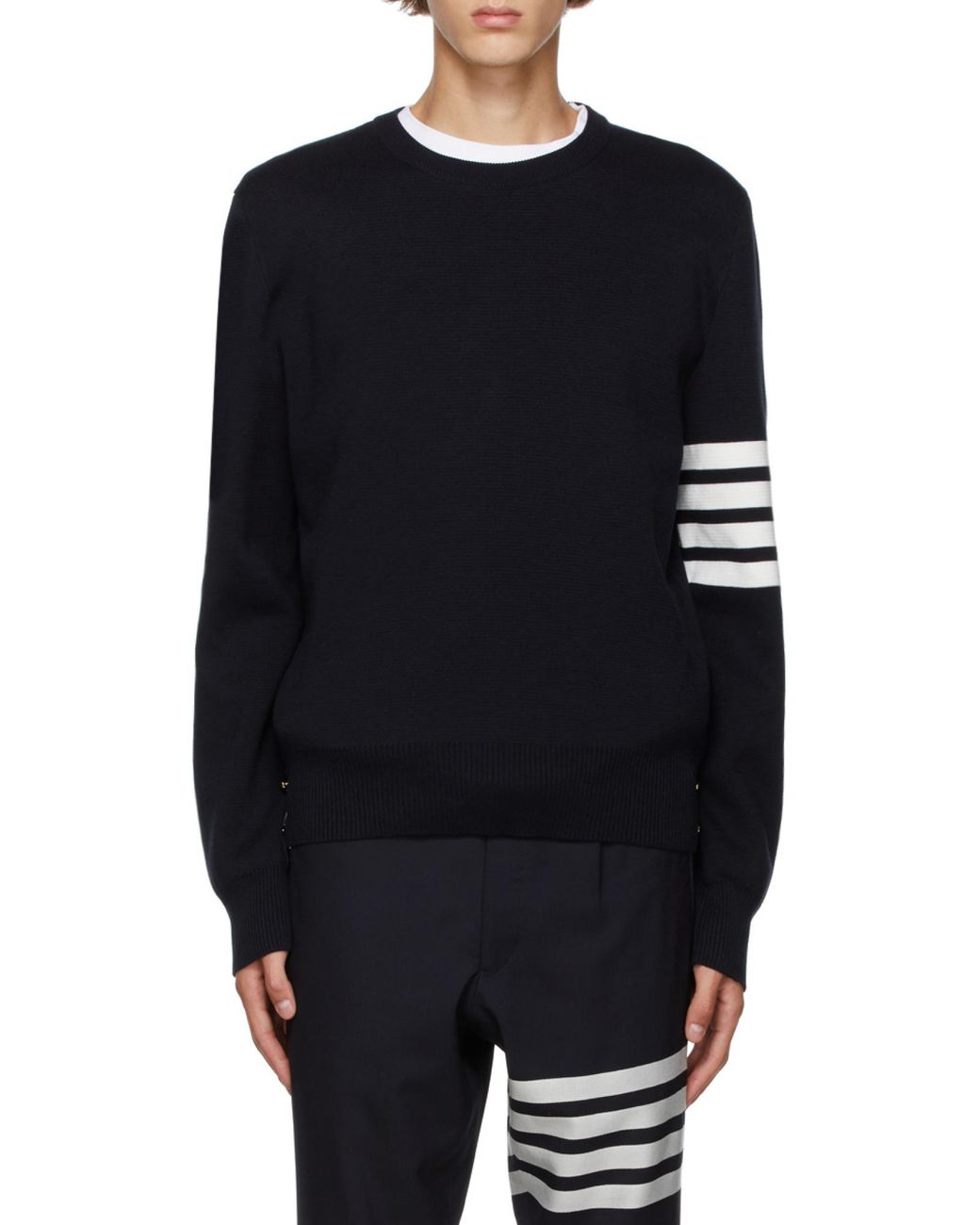 Thom Browne Blue Bar Crewneck Jumper for men