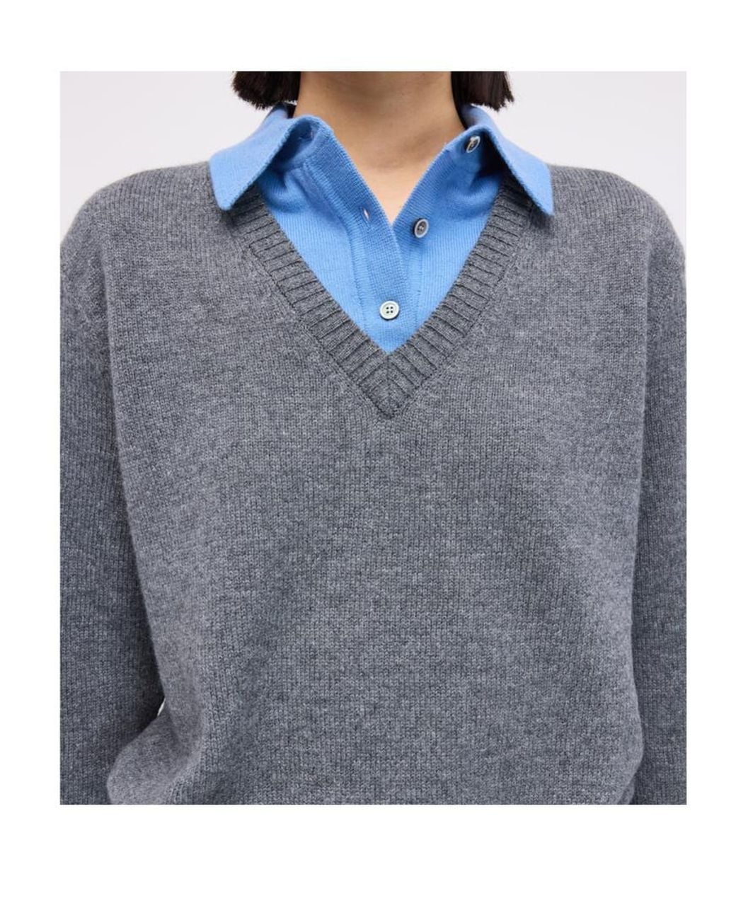 Juun.J Gray Long-Sleeve Collared Knit Top