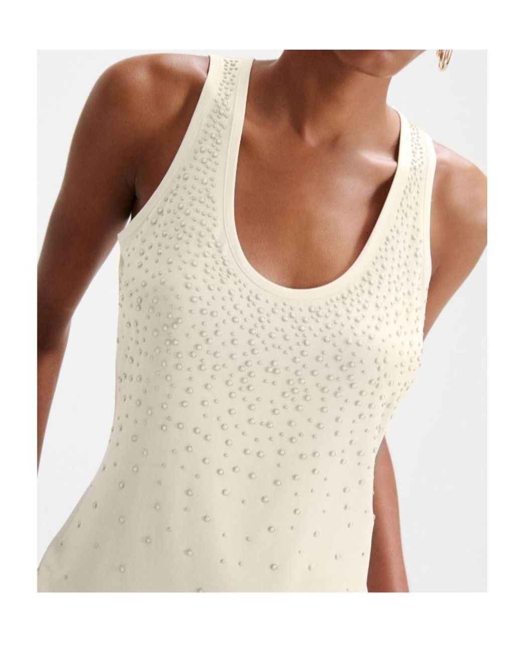 Marella Natural Bijou-Pearl Jersey Vest Top