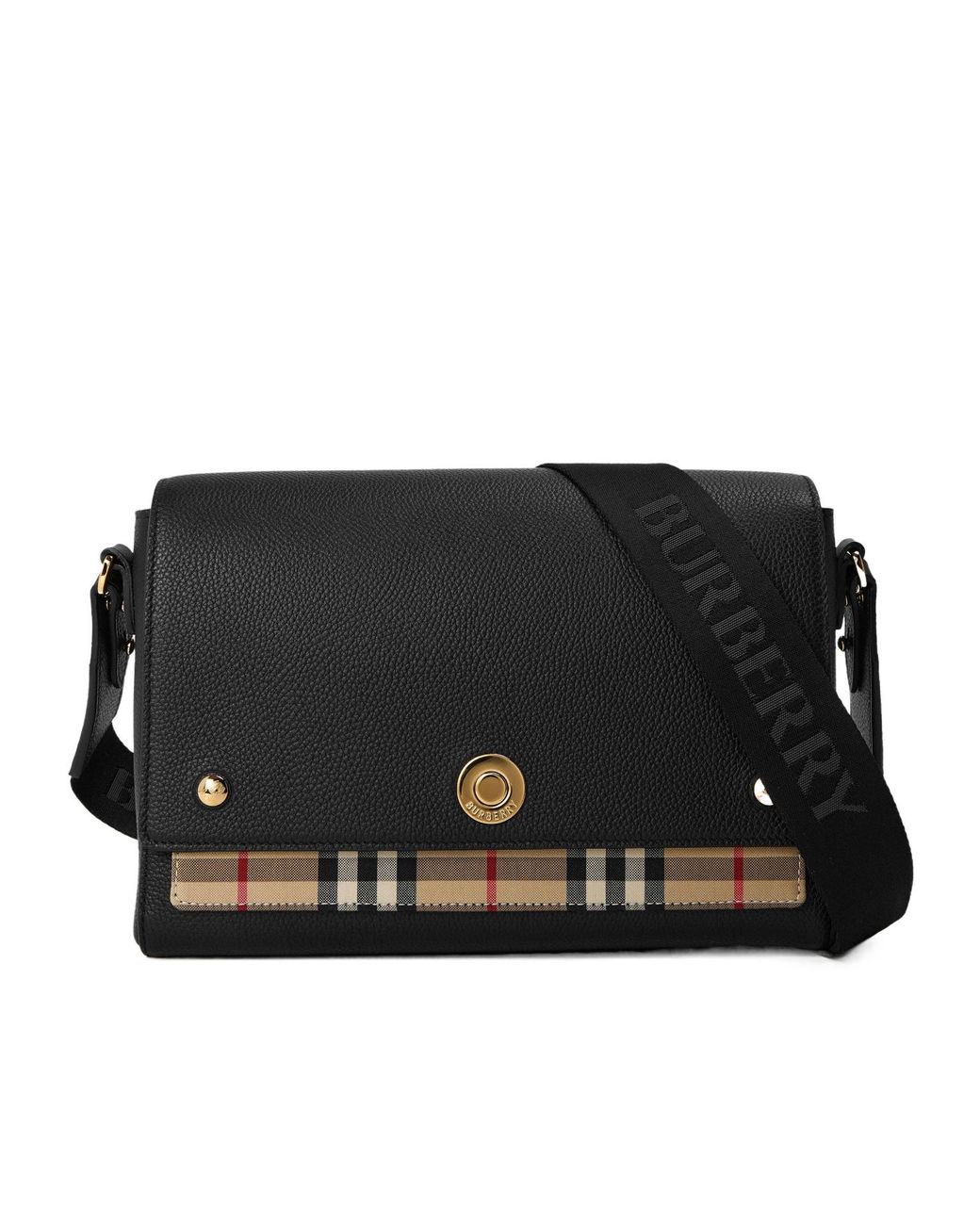 Burberry Black Check Cotton Top Handle Note Bag