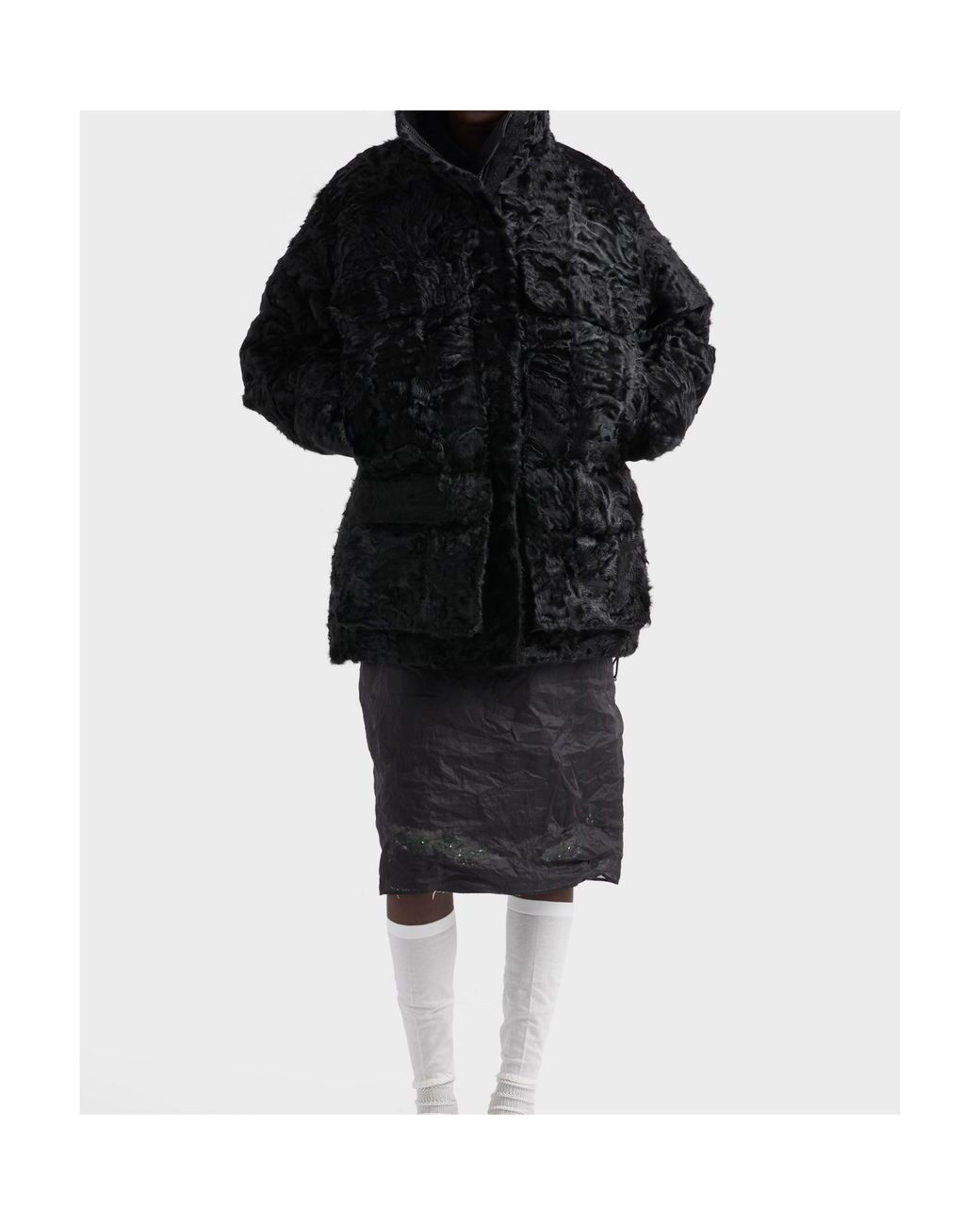 Prada Black Shearling Caban Jacket