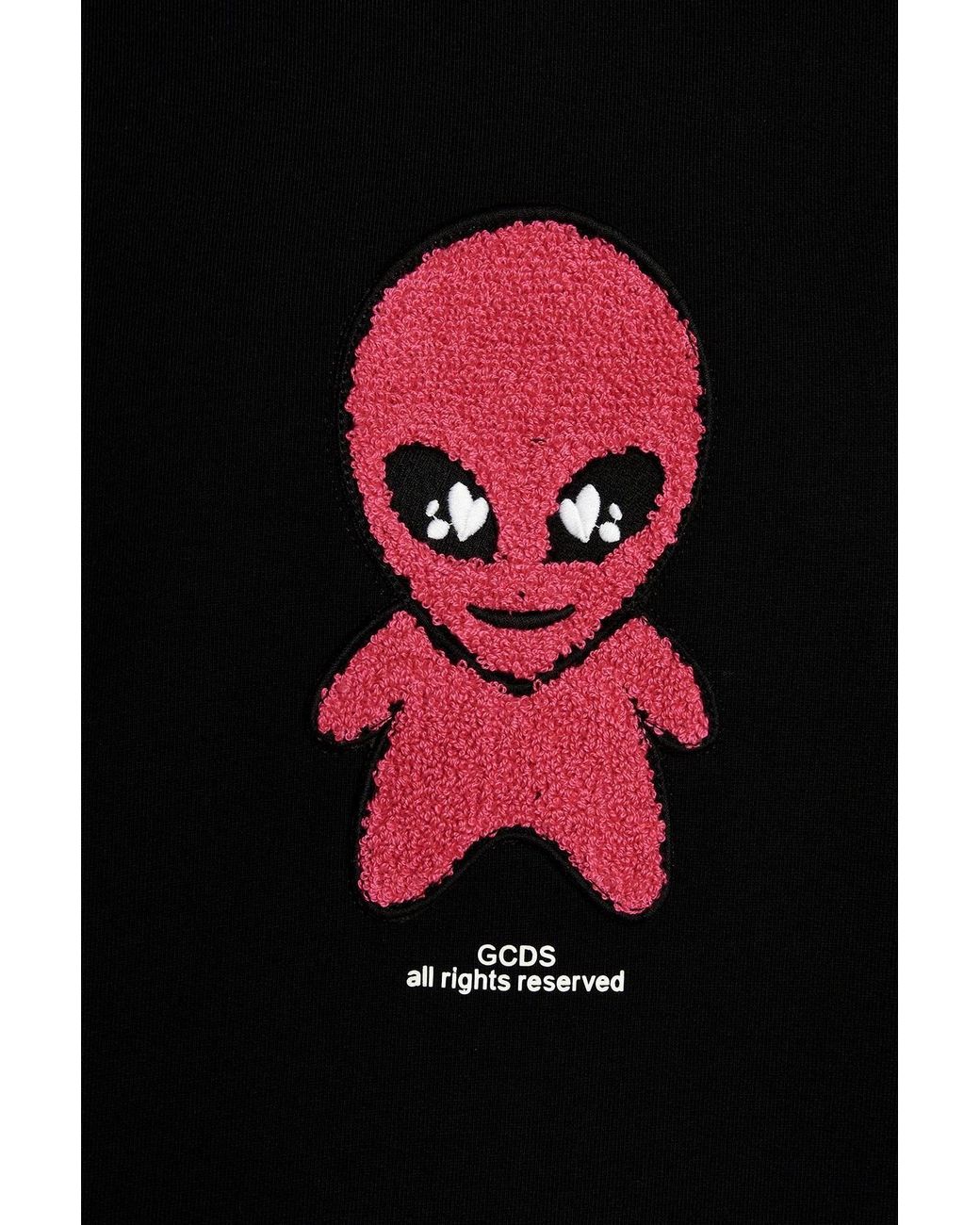 Gcds Black Weirdo Drawstring Hoodie for men
