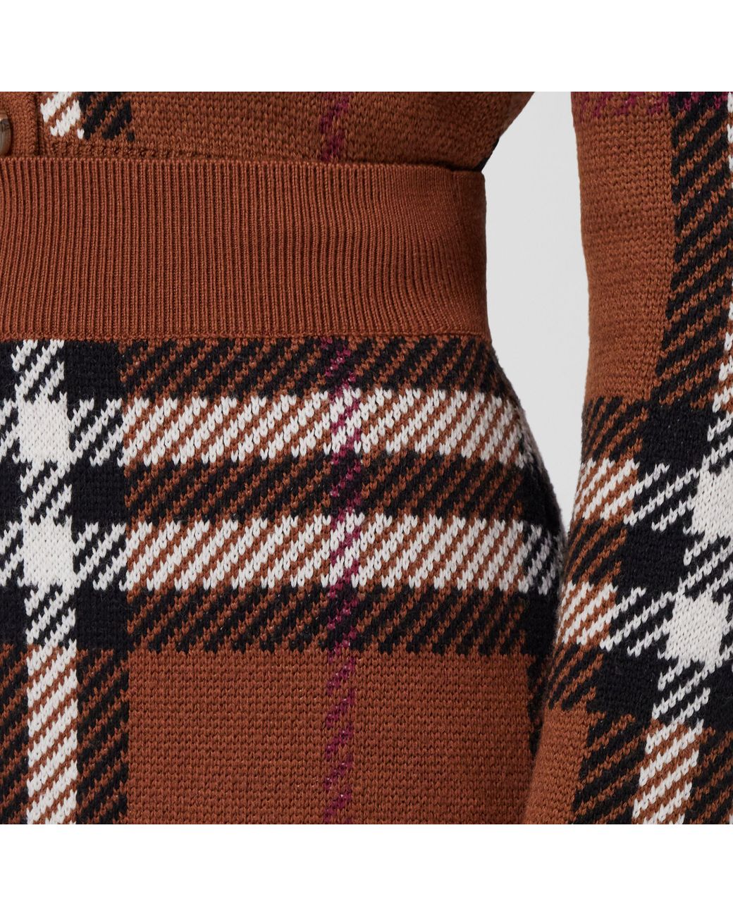 Burberry Brown Kiandra Check Wool Mini Skirt