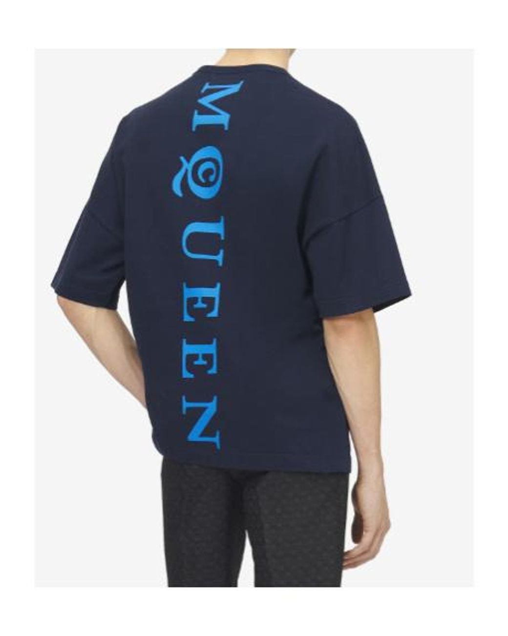 McQueen Blue Oversized Logo T-Shirt for men