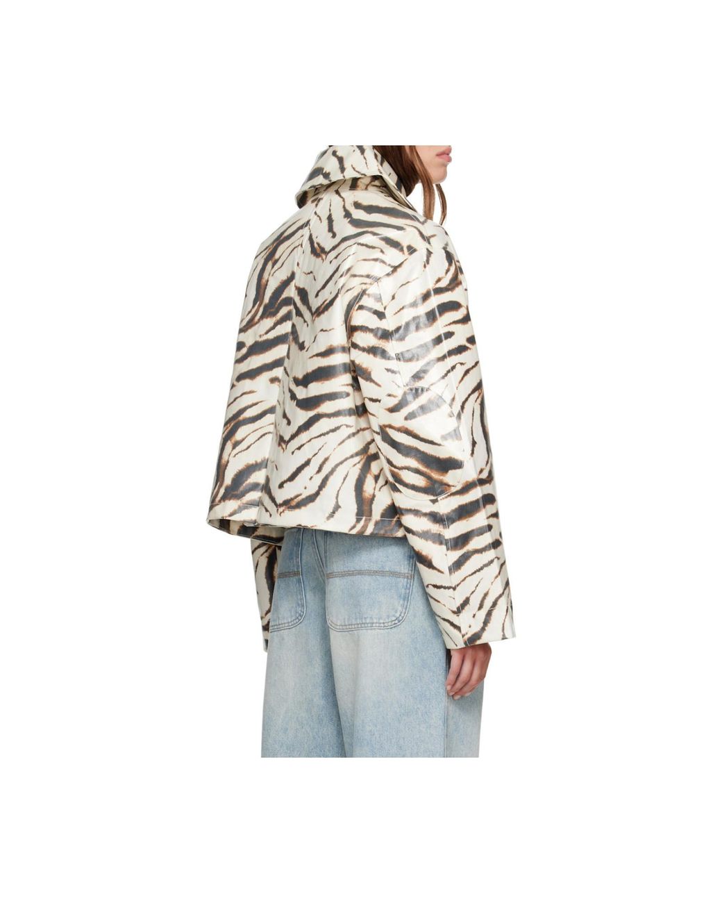 Ganni Natural Boxy Zebra-Print Jacket