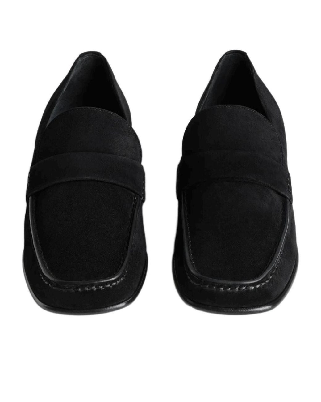 Phoebe Philo Black Square Toe Suede Loafers
