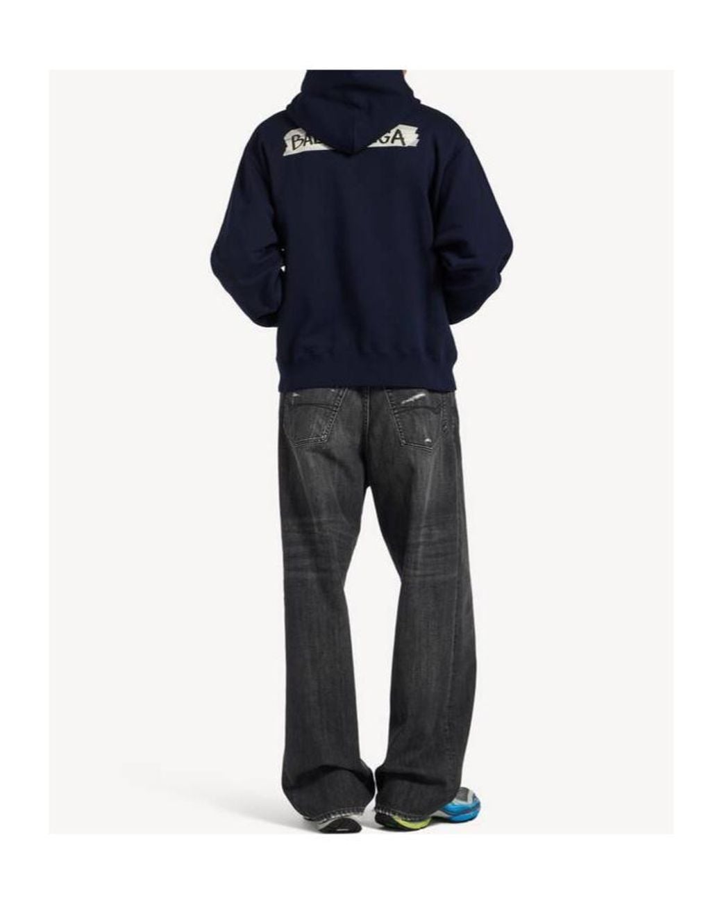 Balenciaga Blue Masking Tape Oversized Zip-Up Hoodie for men