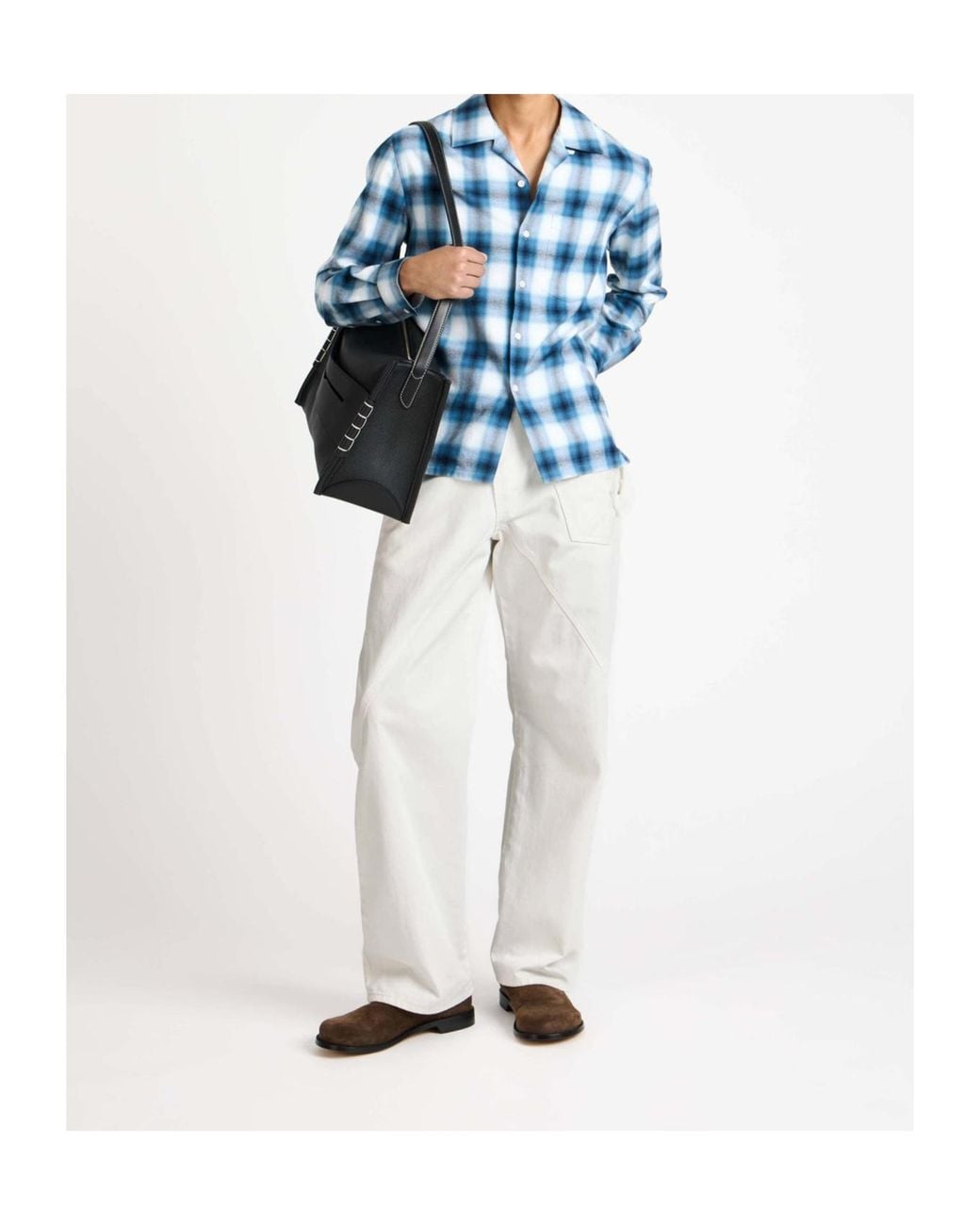 J.W. Anderson Blue Shaded Checkered Shirt for men