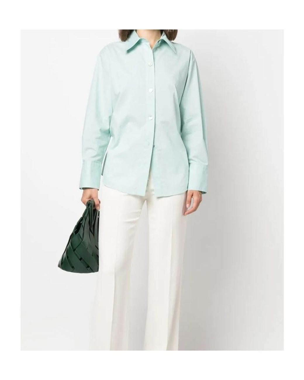 Vince Blue Tie Back Long Sleeved Buttoned Shirt
