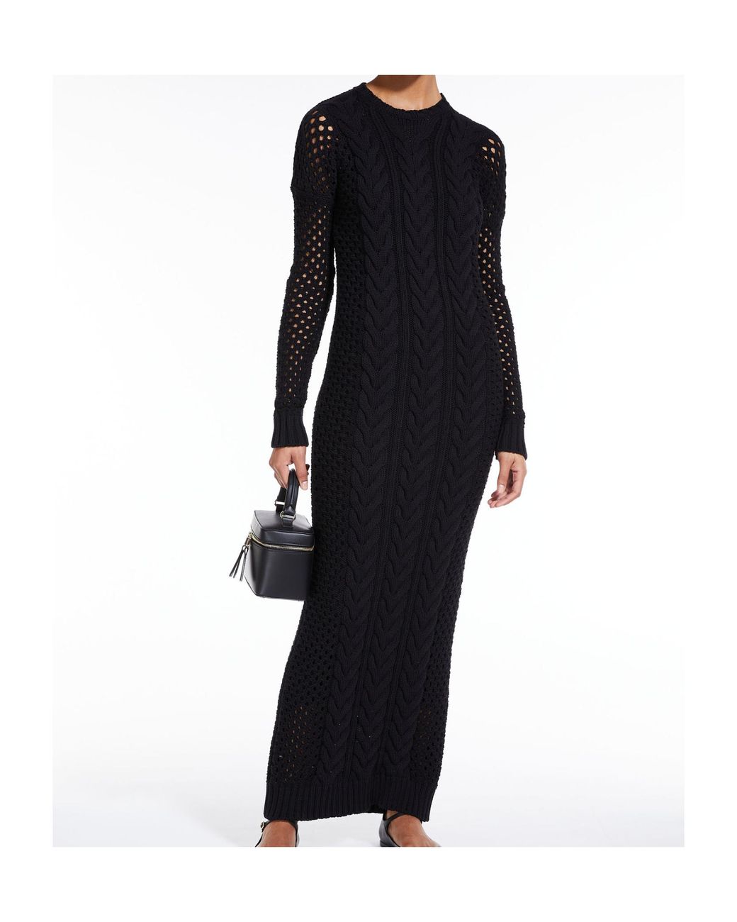 Max Mara Black Mesh Panelled Midi Dress