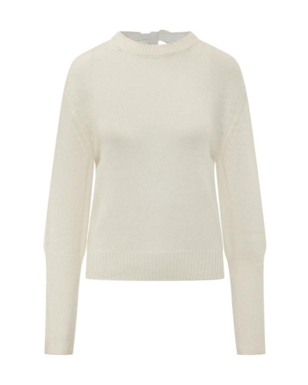 Lanvin White Knot-Detail Back-Tie Sweater