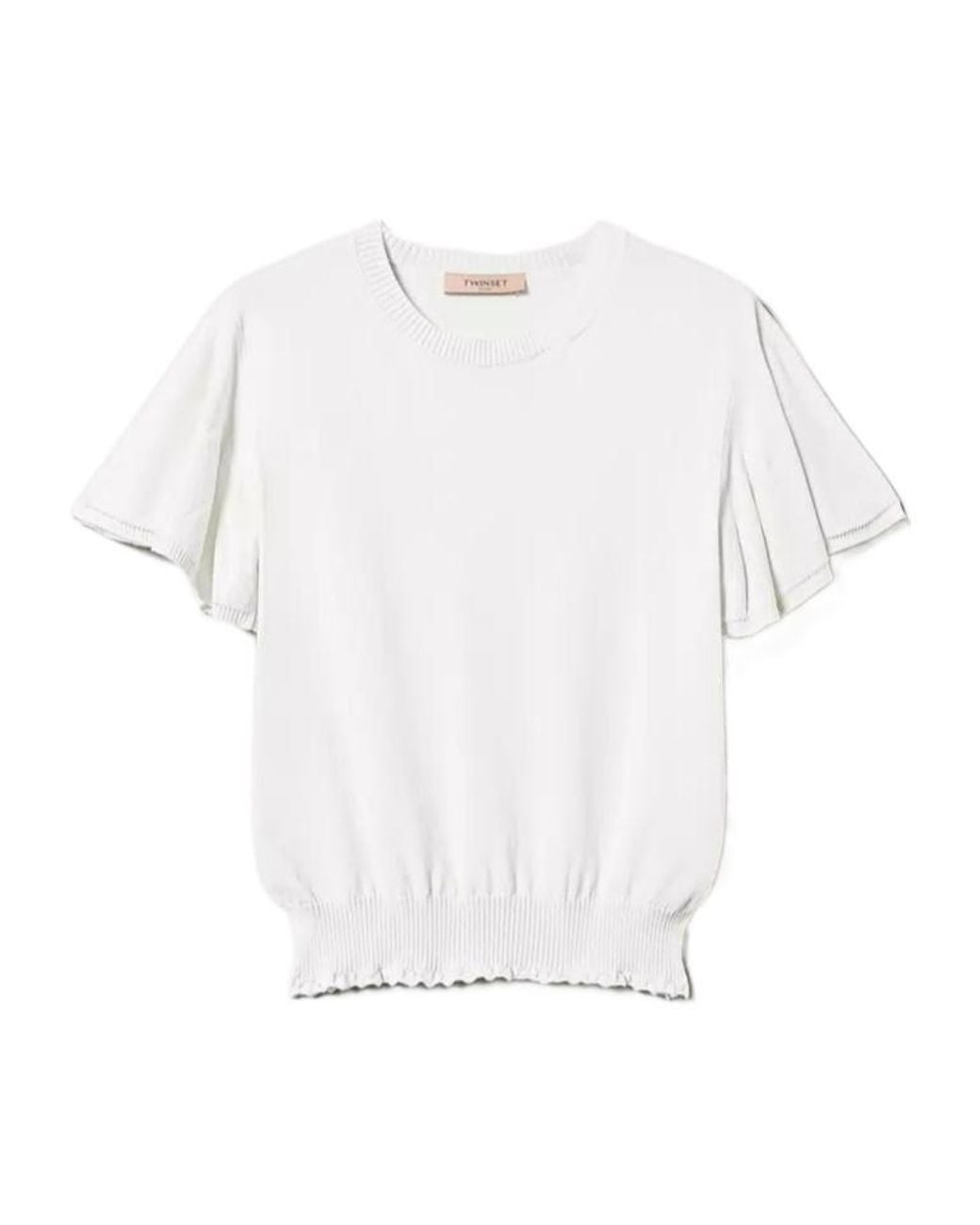 Twinset White Scalloped-Hem Knitted T-Shirt