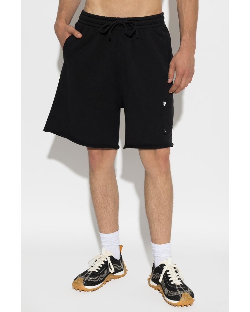 Palm Angels Black Drawstring Shorts for men