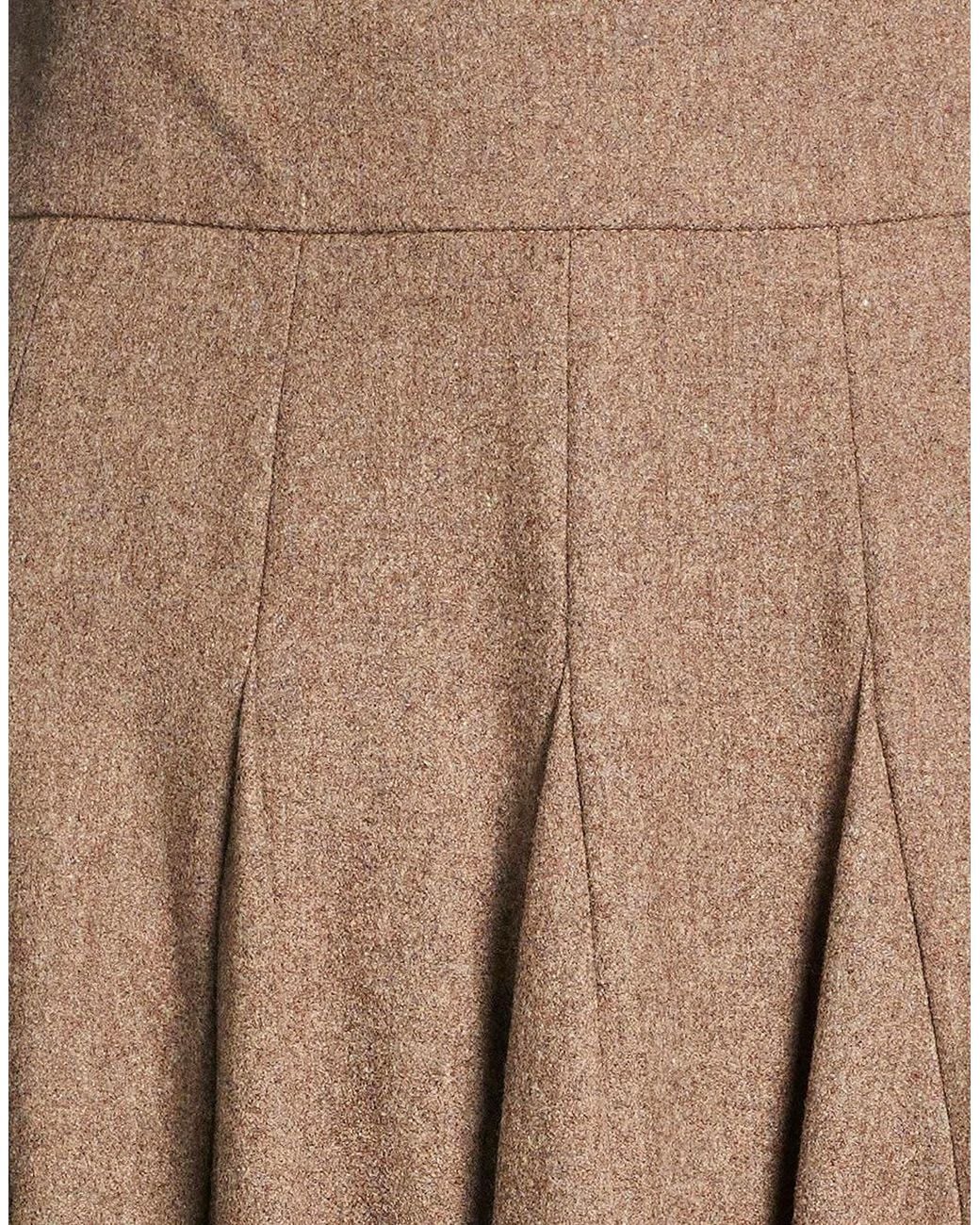 Max Mara Brown Solid-Color Flannel Midi Skirt